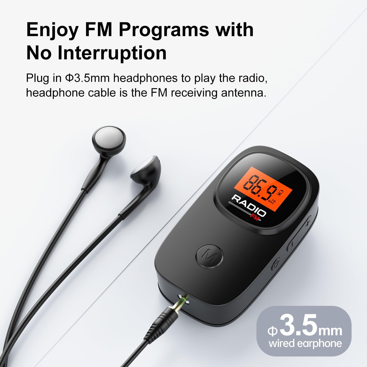 Portable Pocket FM Radio with Clip,Mini Radio with Excellent Reception,LCD Display,Station Preset,Battery Operated Digital Radio for Walking Jogging