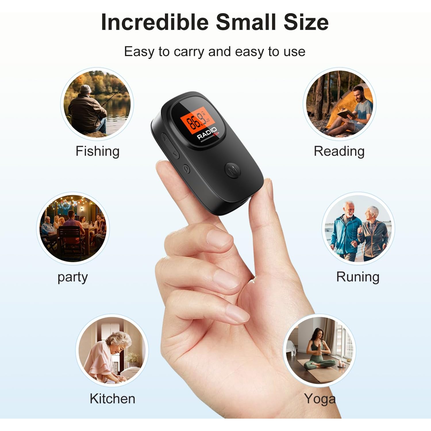 Portable Pocket FM Radio with Clip,Mini Radio with Excellent Reception,LCD Display,Station Preset,Battery Operated Digital Radio for Walking Jogging