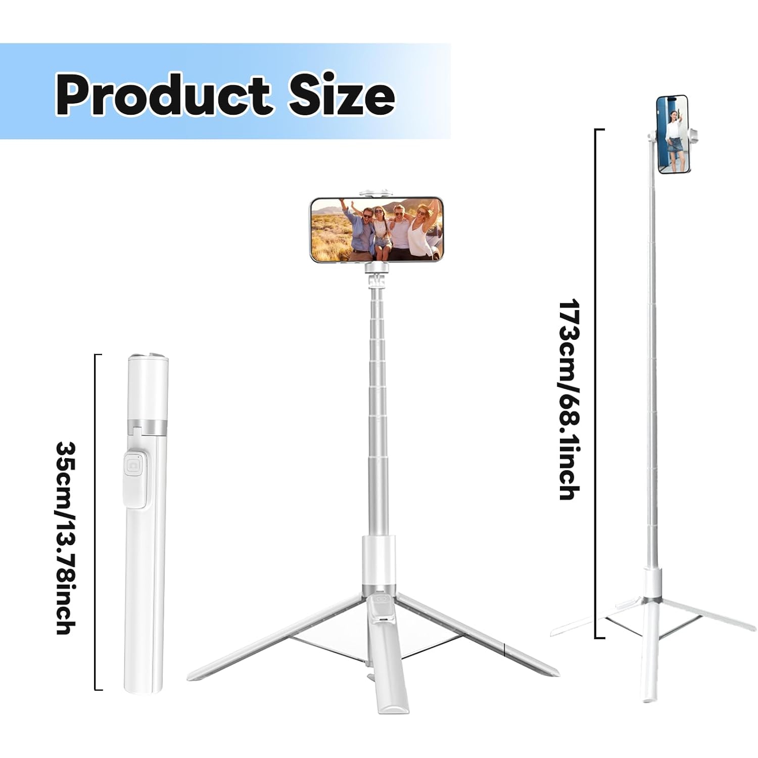 Phone Tripod Stand,Gravity-Activated Auto-Open Selfie Stick,Extendable Cell Phone Stand with Magnetic Bluetooth Remote,360° Rotatable Phone Tripod