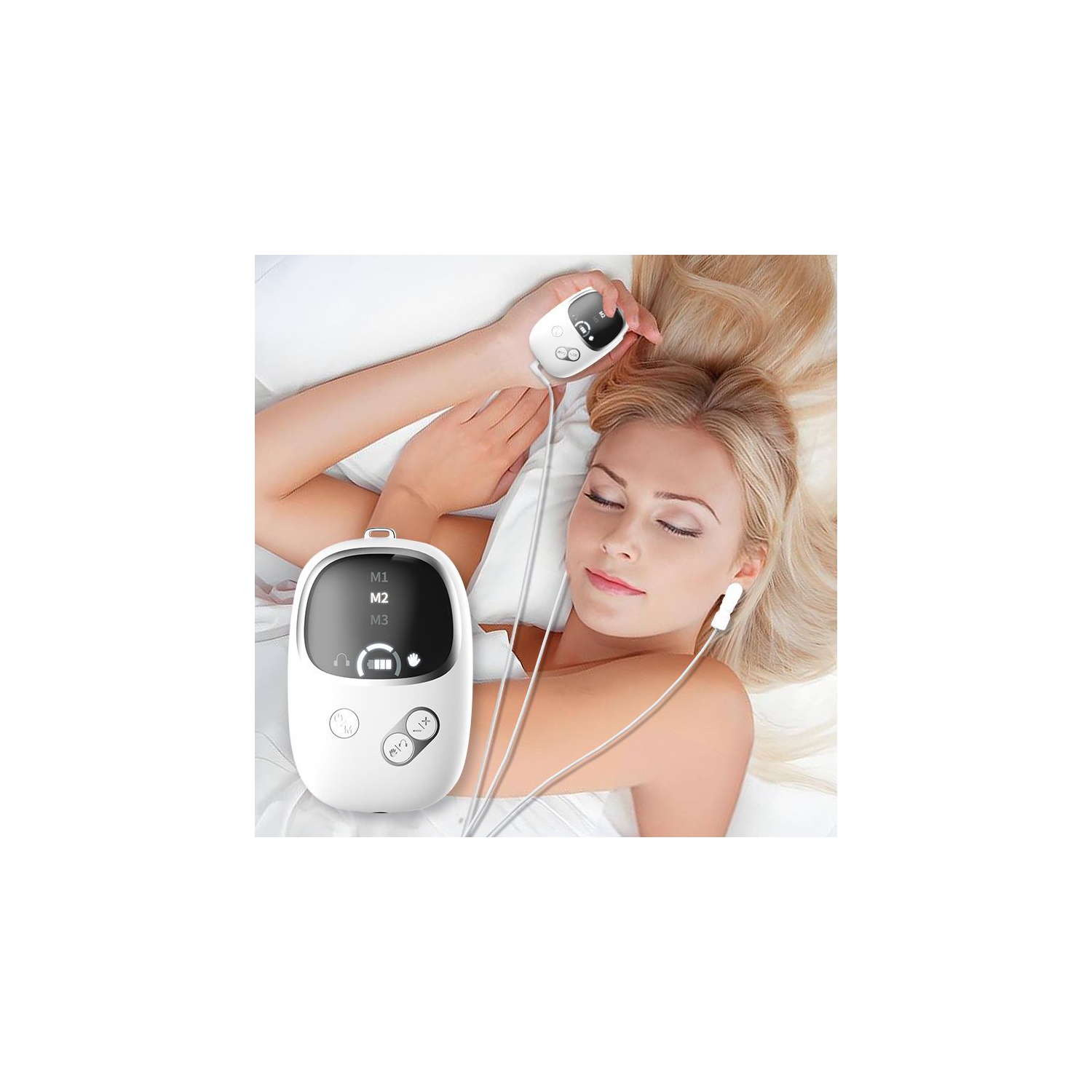 Smart Sleep Monitor with Microcurrent Sleeping Device,Handheld Sleeping Aid with Ear Clip,Sleep Aid Device for Relief Anxiety Help Sleep