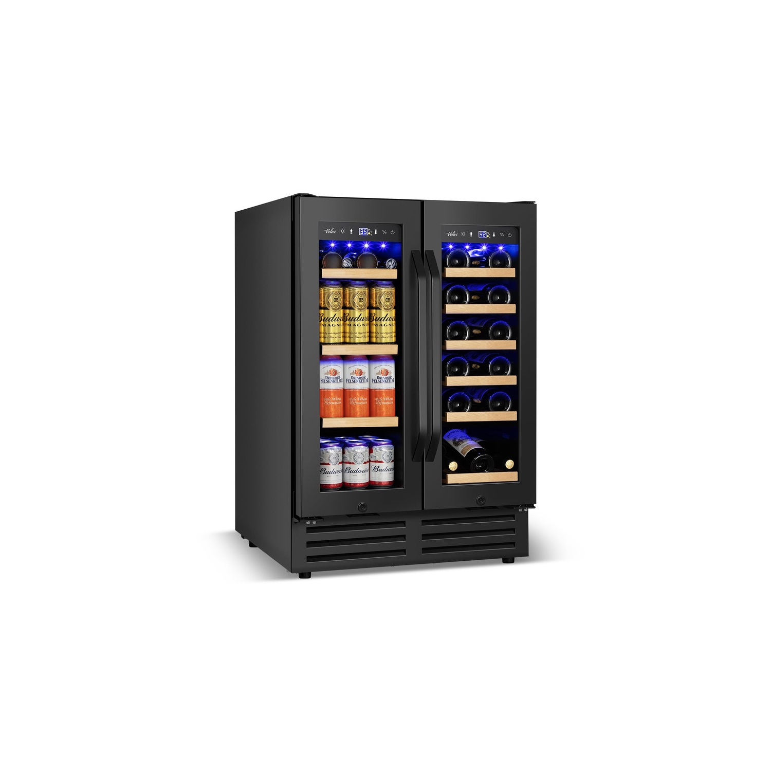 24 in. Dual Zone 20-Wine Bottles and 88-Cans Beverage & Wine Cooler in Stainless Steel With Smart Control Panel