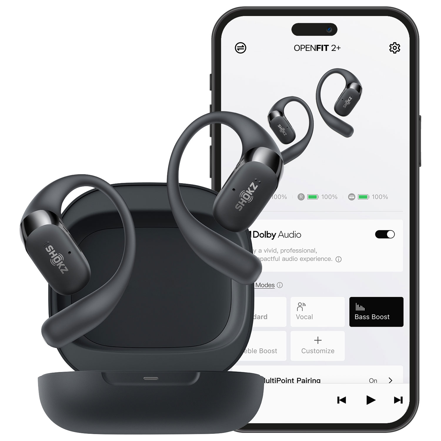 SHOKZ OPENFIT2 ブラック OpenFit 2 オープンイヤーイヤホン - Shokz (ショックス) 日本