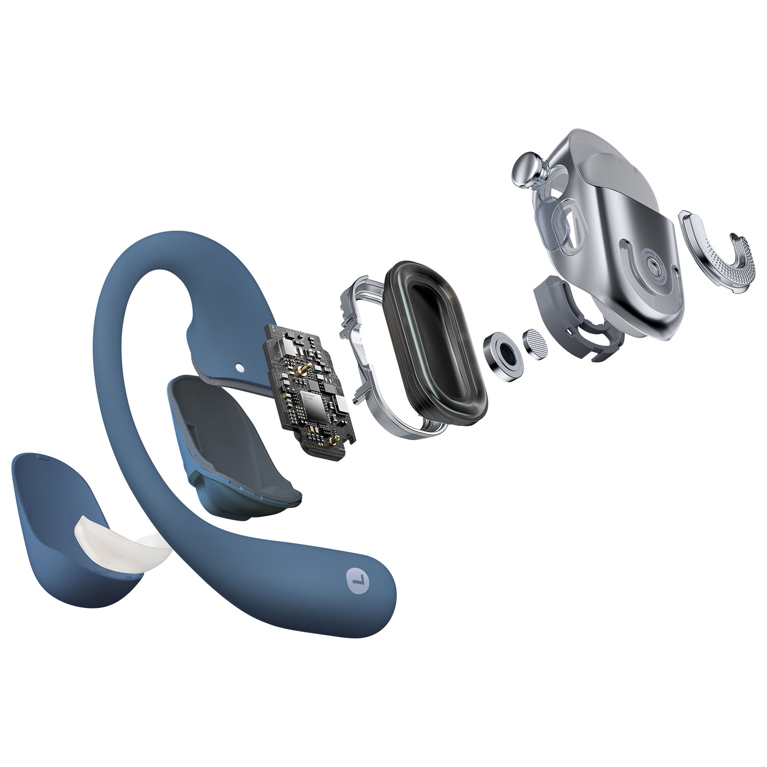 Écouteurs boutons 100 % sans fil ouverts OpenFit 2+ de Shokz - Bleu pierre - Exclusivité Best Buy