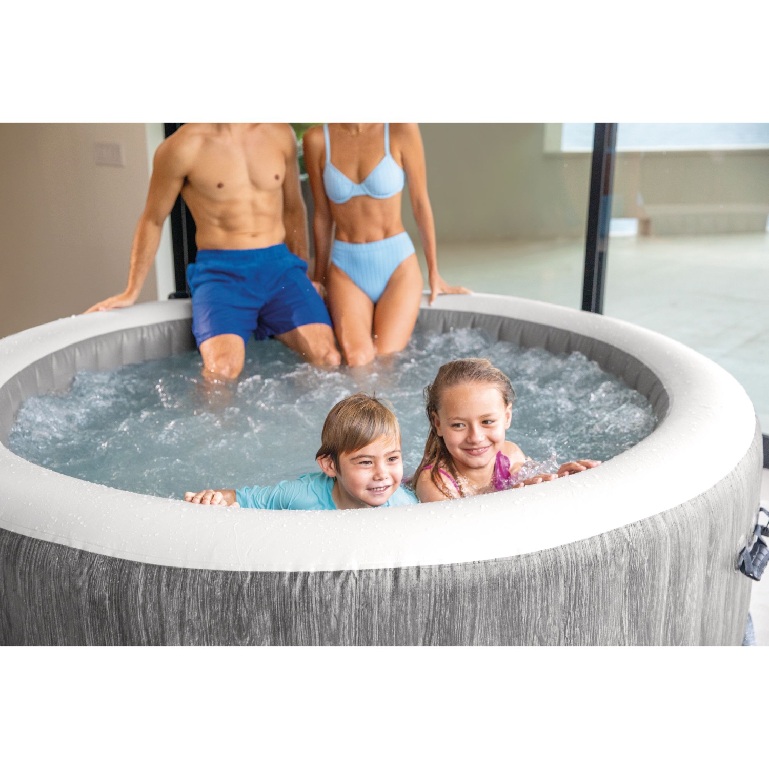 Intex – Ensemble de spa PureSpa Greywood de luxe, 170 jets à bulles avec couvercle, 85 x 28&nbsp;po