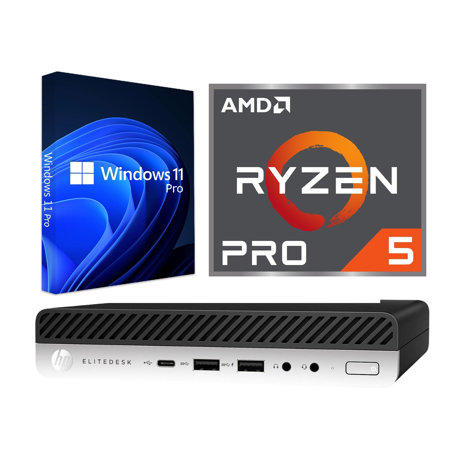 ProDesk 705 G4 Mini de HP/Ryzen 5 PRO 2400GE 3,2&nbsp;GHz d'AMD/RAM 32&nbsp;Go/NVMe SSD d'256&nbsp;Go/Windows 11 Pro/Wi-Fi - Ordinateur de bureau