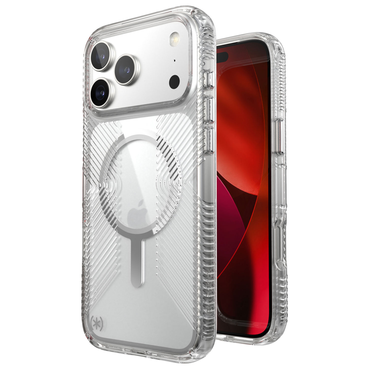 Speck Presidio Perfect-Clear Grip Fitted Hard Shell Case with MagSafe for iPhone 17 Pro Max - Clear/Silver