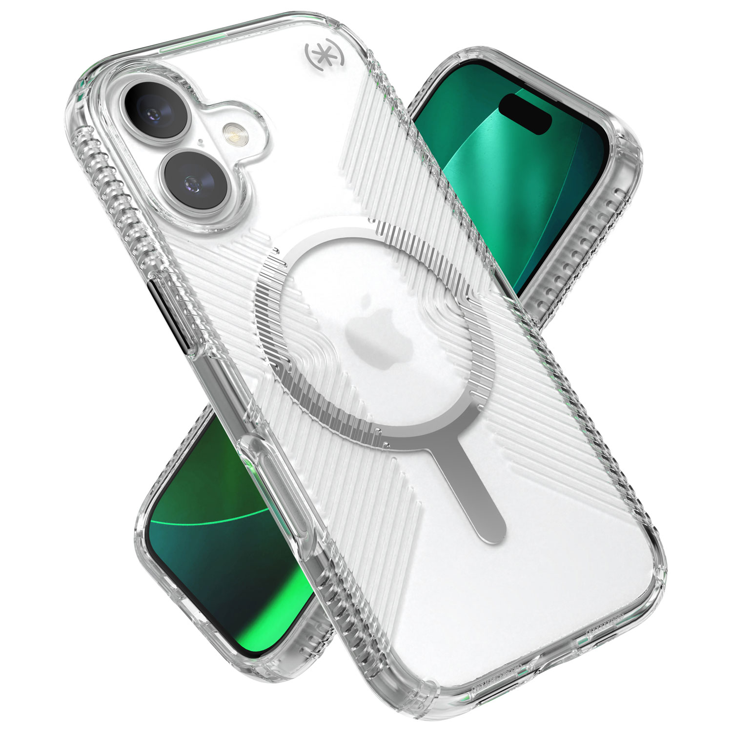 Speck Presidio Perfect-Clear Grip Fitted Hard Shell Case with MagSafe for iPhone 17 - Clear/Silver