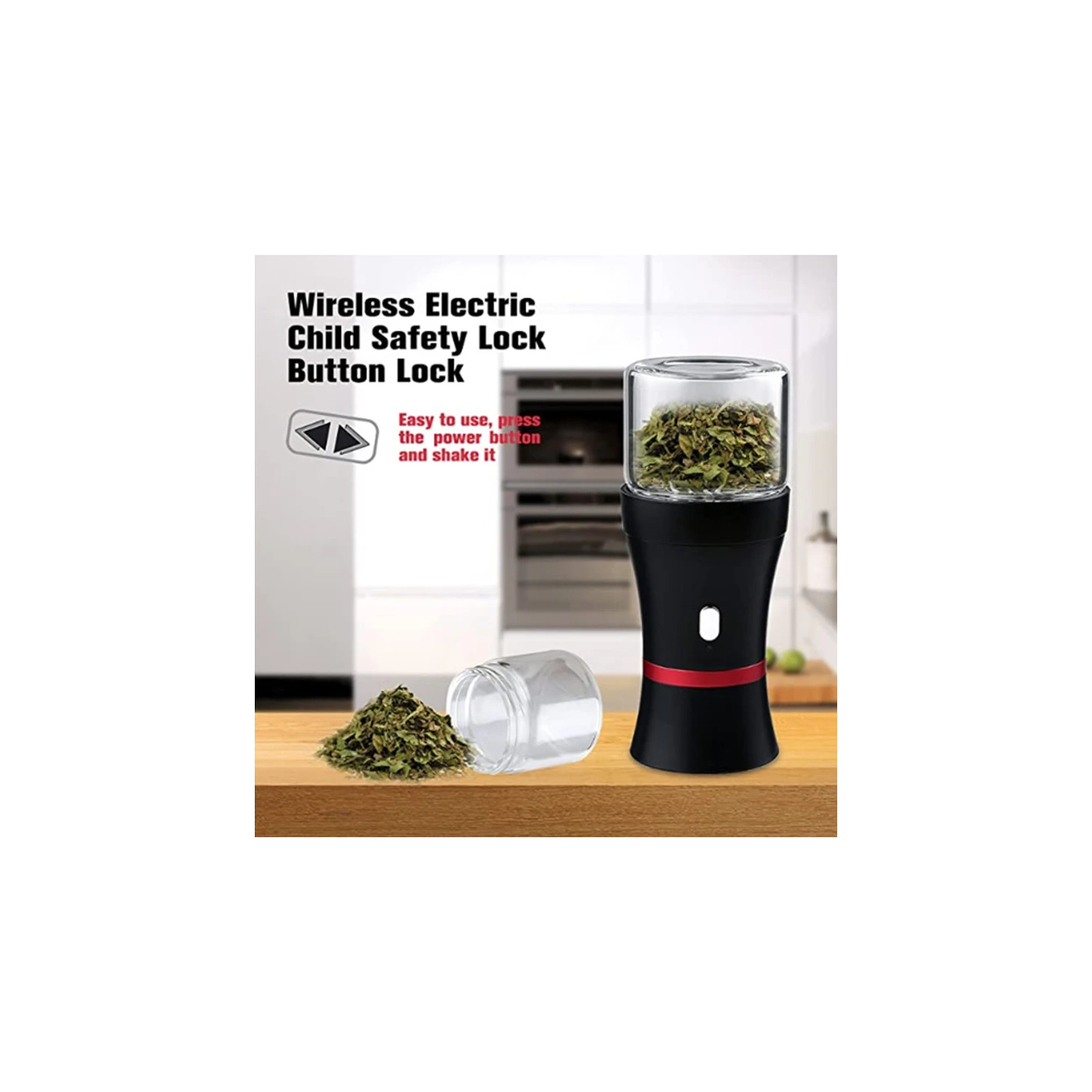 Moulin à tabac électrique avec verrou de sécurité, moulin à herbes portatif rechargeable par USB