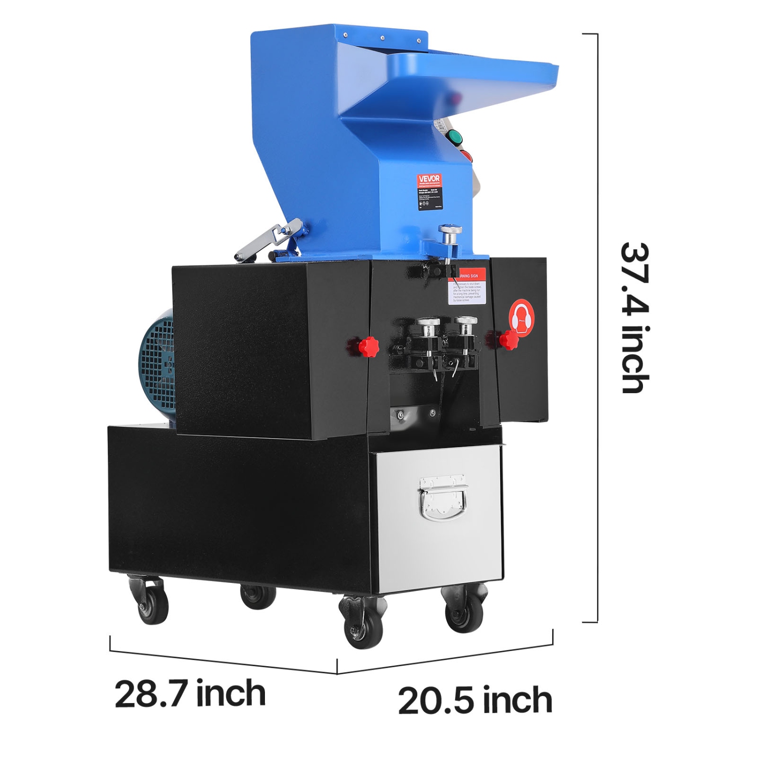 VEVOR 3HP/2.2KW Plastic Shredder Crusher, Plastic Bottle Grinder Granulator, 100-150kg/h Capacity Pulverizer Recycling Machine with Wheels,SDK-11