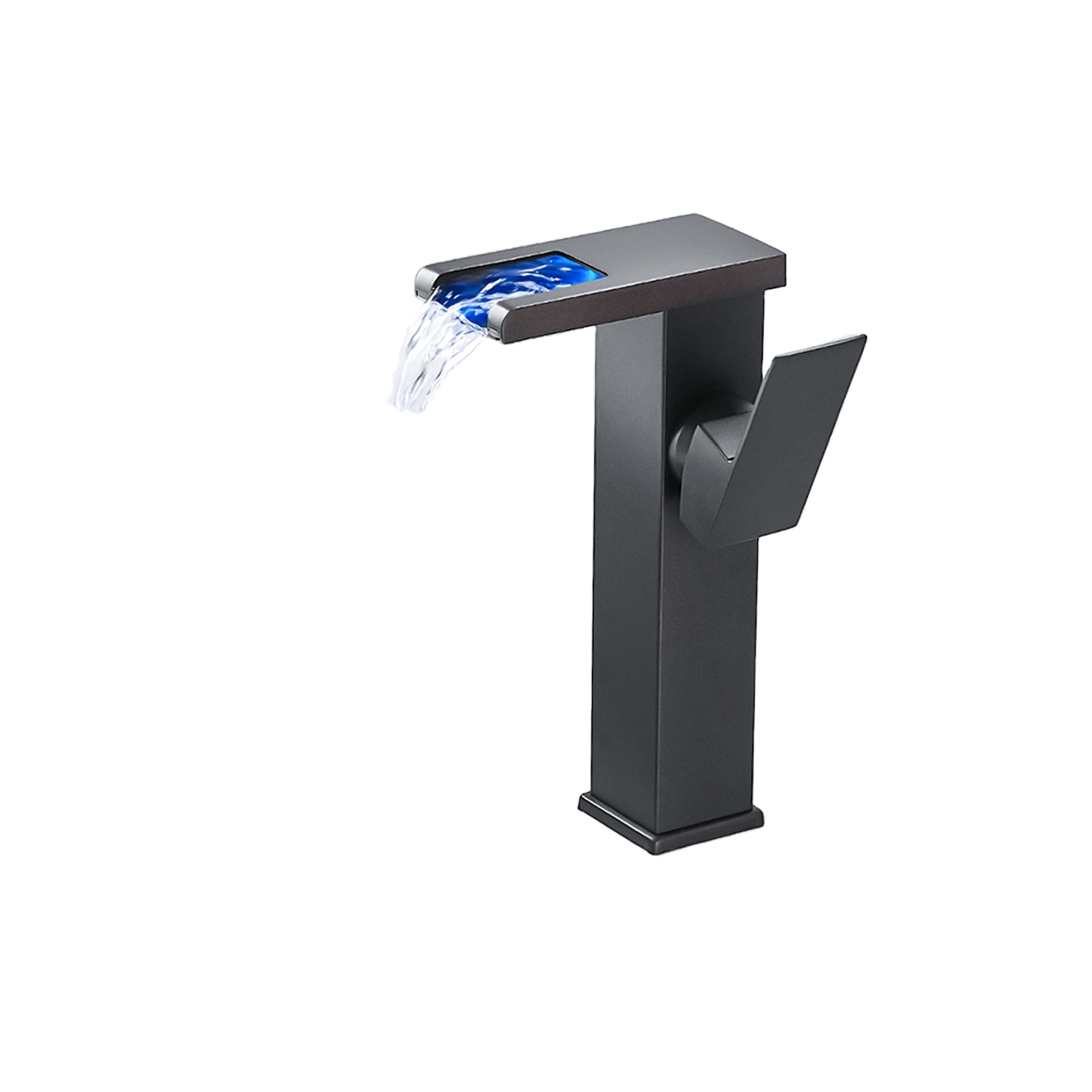 LED Bathroom Sink Faucet Three Colors Change With Temperature LED Waterfall Hot and Cold Water Mixer Taps W Supply Lines Vanity Lavatory Deck Mount