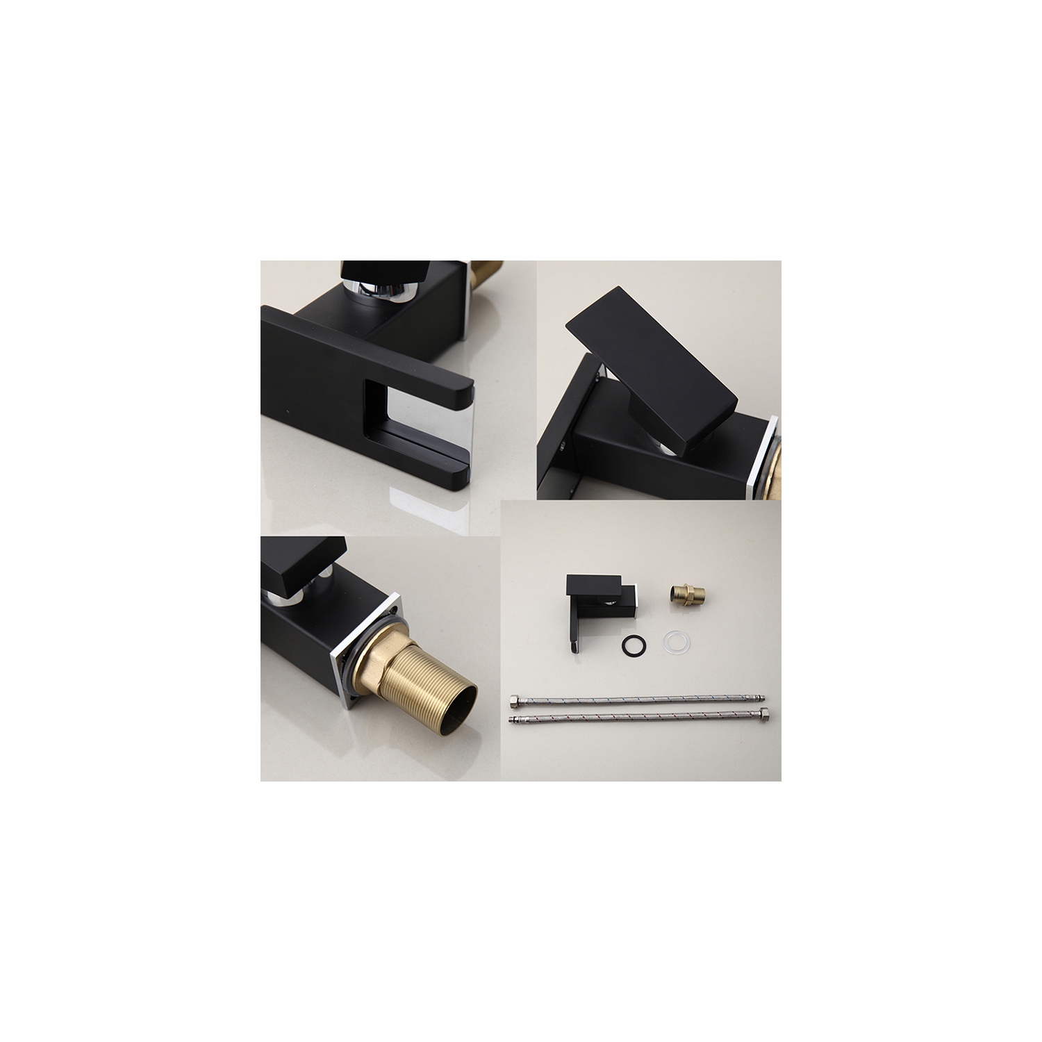 LED Bathroom Sink Faucet Three Colors Change With Temperature LED Waterfall Hot and Cold Water Mixer Taps W Supply Lines Vanity Lavatory Deck Mount