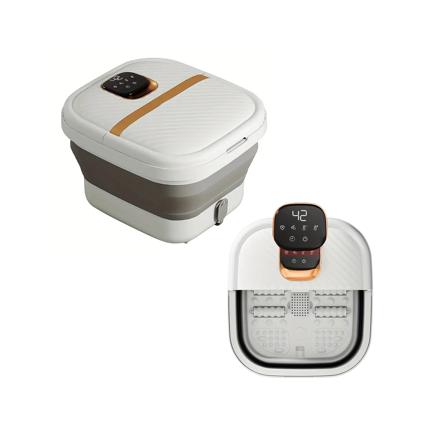 Collapsible Foot Spa with Heat, Touchscreen, Foldable Foot Bath Massager with Foot Massage Rollers, Pedicure Spa for Home, Office