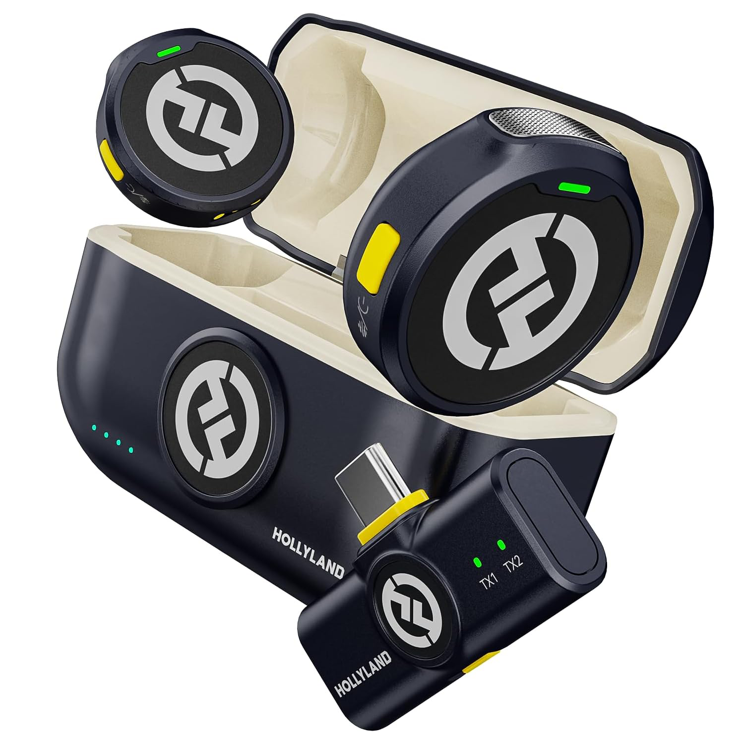 Hollyland Lark M2 Wireless Lavalier Microphone for iPhone15/16 &Android, USB C Mini Lapel Microphone, 1000ft Range, Hi-Fi Audio, Noise Cancellation,