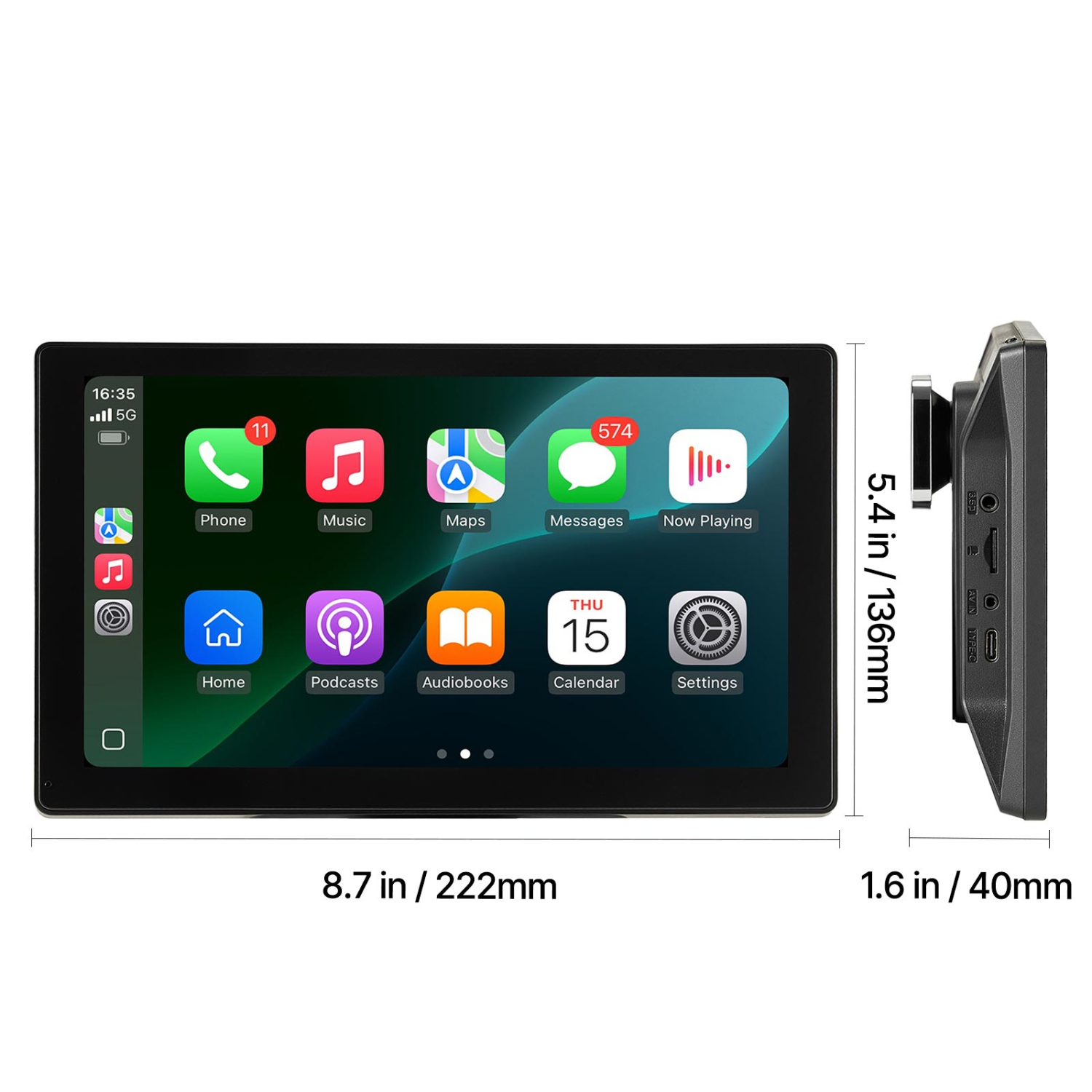 Chaîne stéréo d'auto sans fil VEVOR de 9&nbsp;po, radio portative HD écran tactile avec Apple CarPlay et Android Auto, écran CarPlay avec caméras