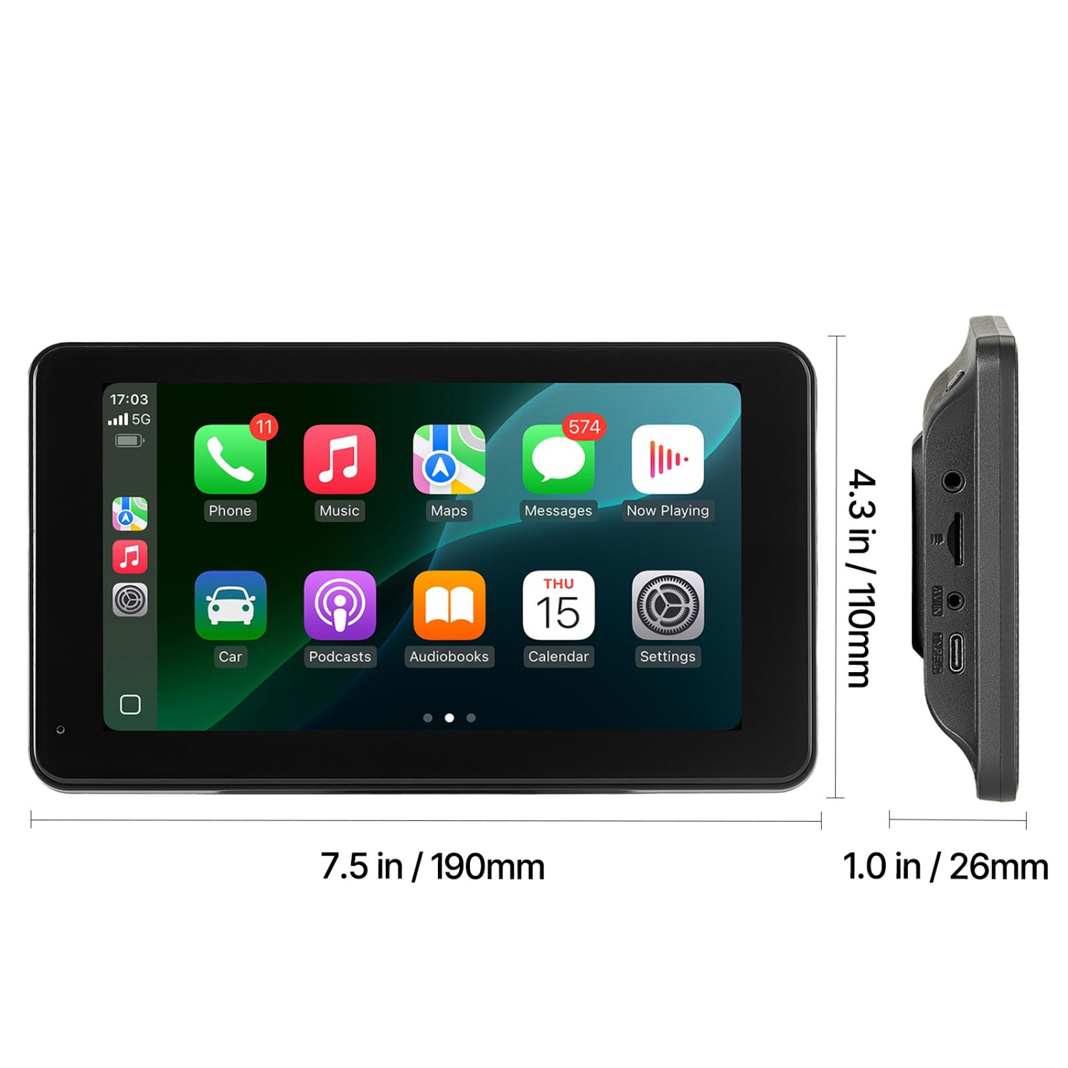 Chaîne stéréo d'auto sans fil VEVOR de 7&nbsp;po, radio portative HD écran tactile compatible avec Apple CarPlay et Android Auto, écran CarPlay avec