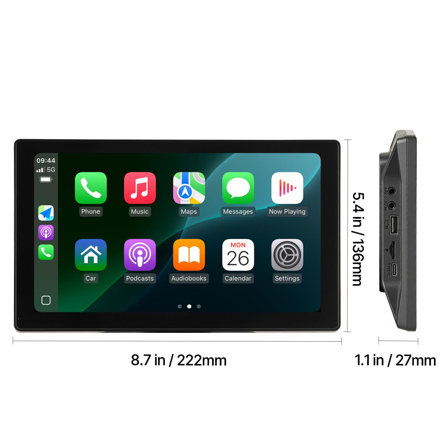 Chaîne stéréo d'auto sans fil VEVOR de 9&nbsp;po, radio portative HD écran tactile compatible avec Apple CarPlay et Android Auto, écran CarPlay avec