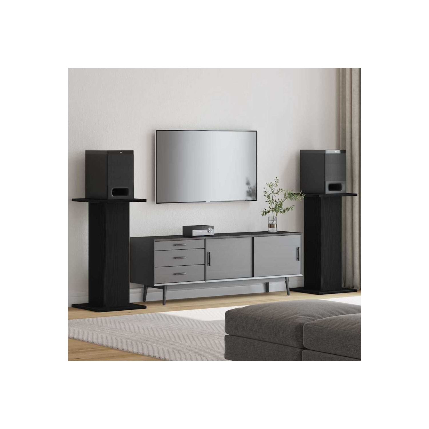 Supports pour haut-parleurs VidaXL, 2 pièces, chêne noir, 30 x 30 60&nbsp;cm en bois d'ingénierie