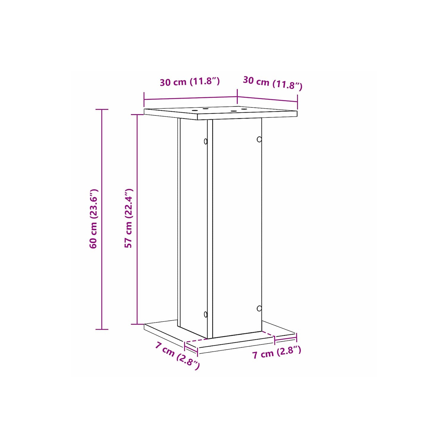 Supports pour haut-parleurs VidaXL, 2 pièces, chêne noir, 30 x 30 60&nbsp;cm en bois d'ingénierie