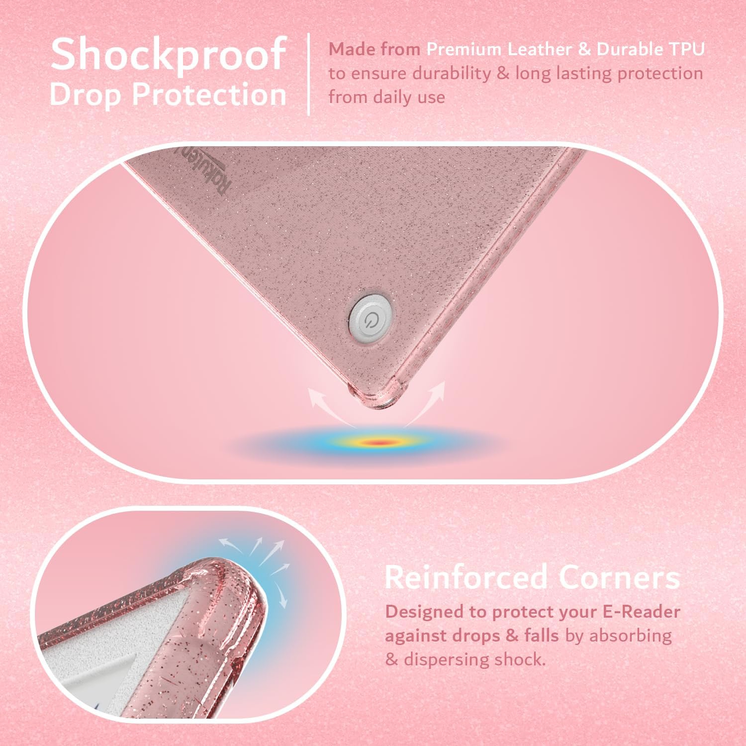 TUDIA SKN for Kobo Libra Colour Case 2024 Clear Back Cover - Pink Glitter