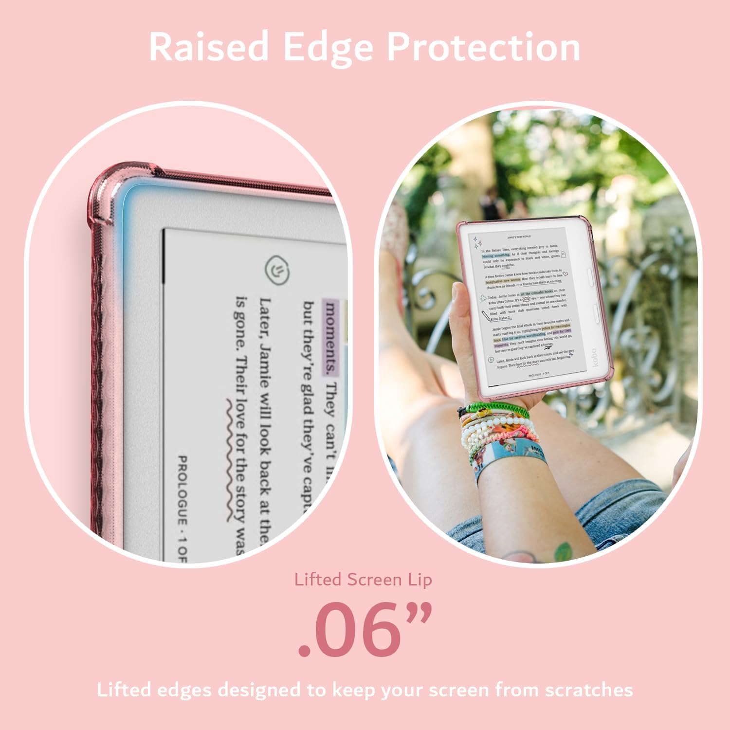 TUDIA SKN for Kobo Libra Colour Case 2024 Clear Back Cover - Pink