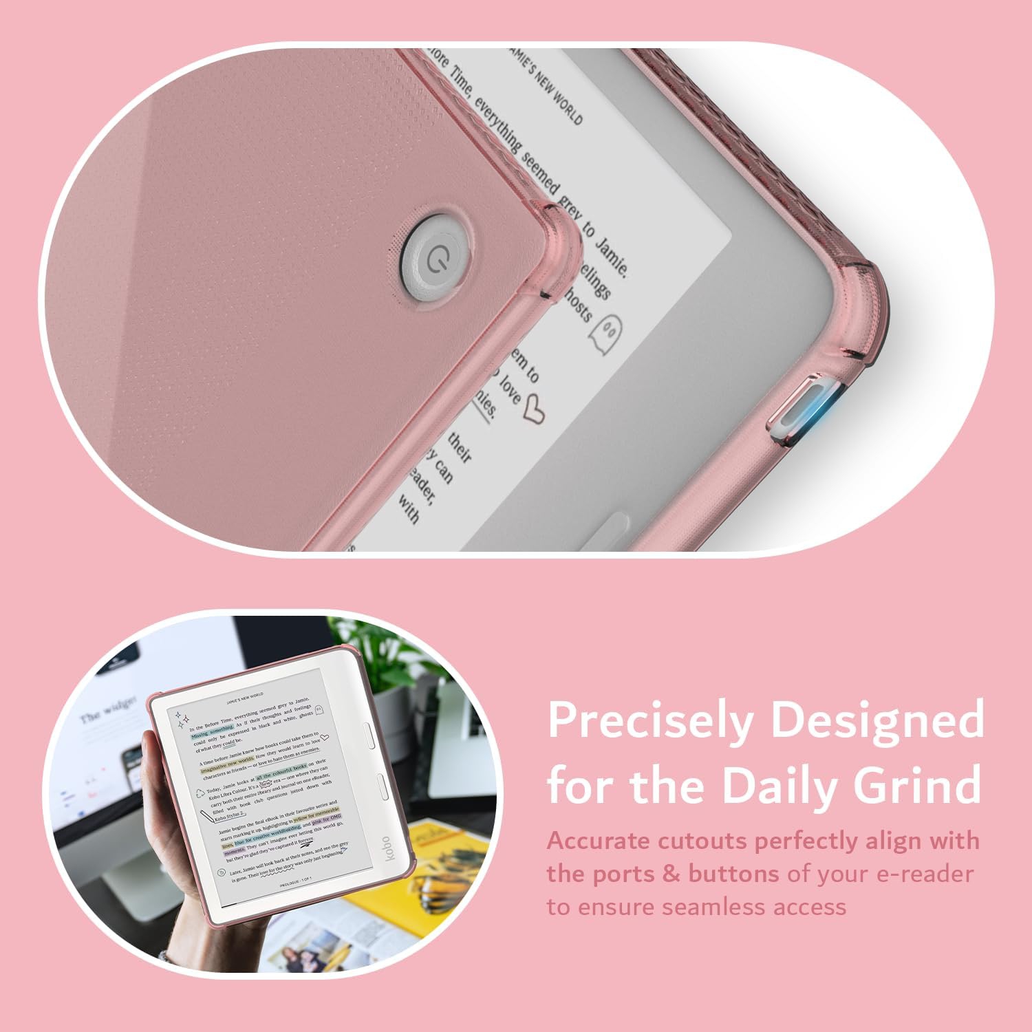 TUDIA SKN for Kobo Libra Colour Case 2024 Clear Back Cover - Pink