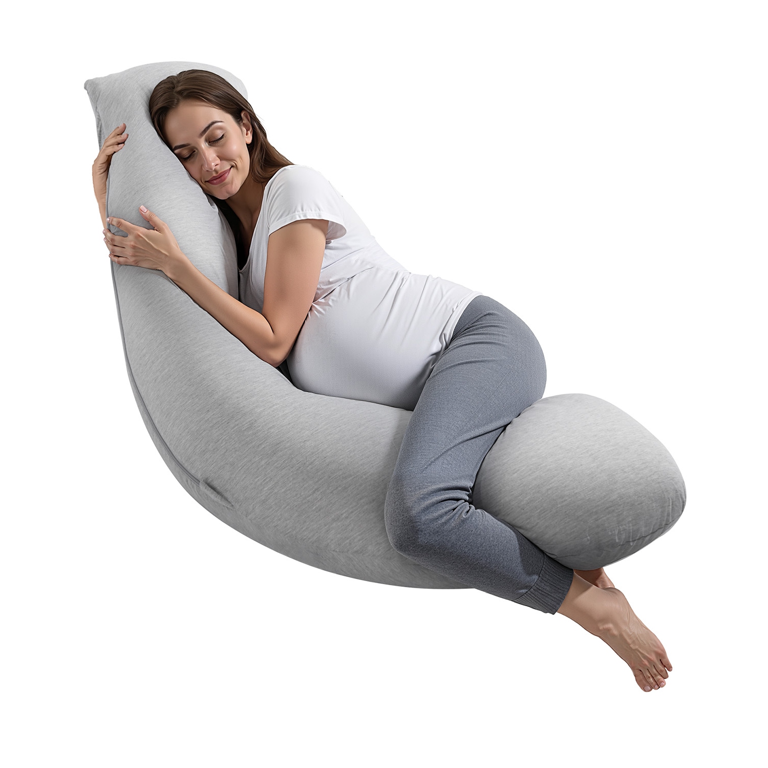 VEVOR Pregnancy Pillows for Side Sleeping, L-Shaped Maternity Pillow for Pregnant Women, Soft & Breathable Pregnancy Body Pillow with Washable Jersey