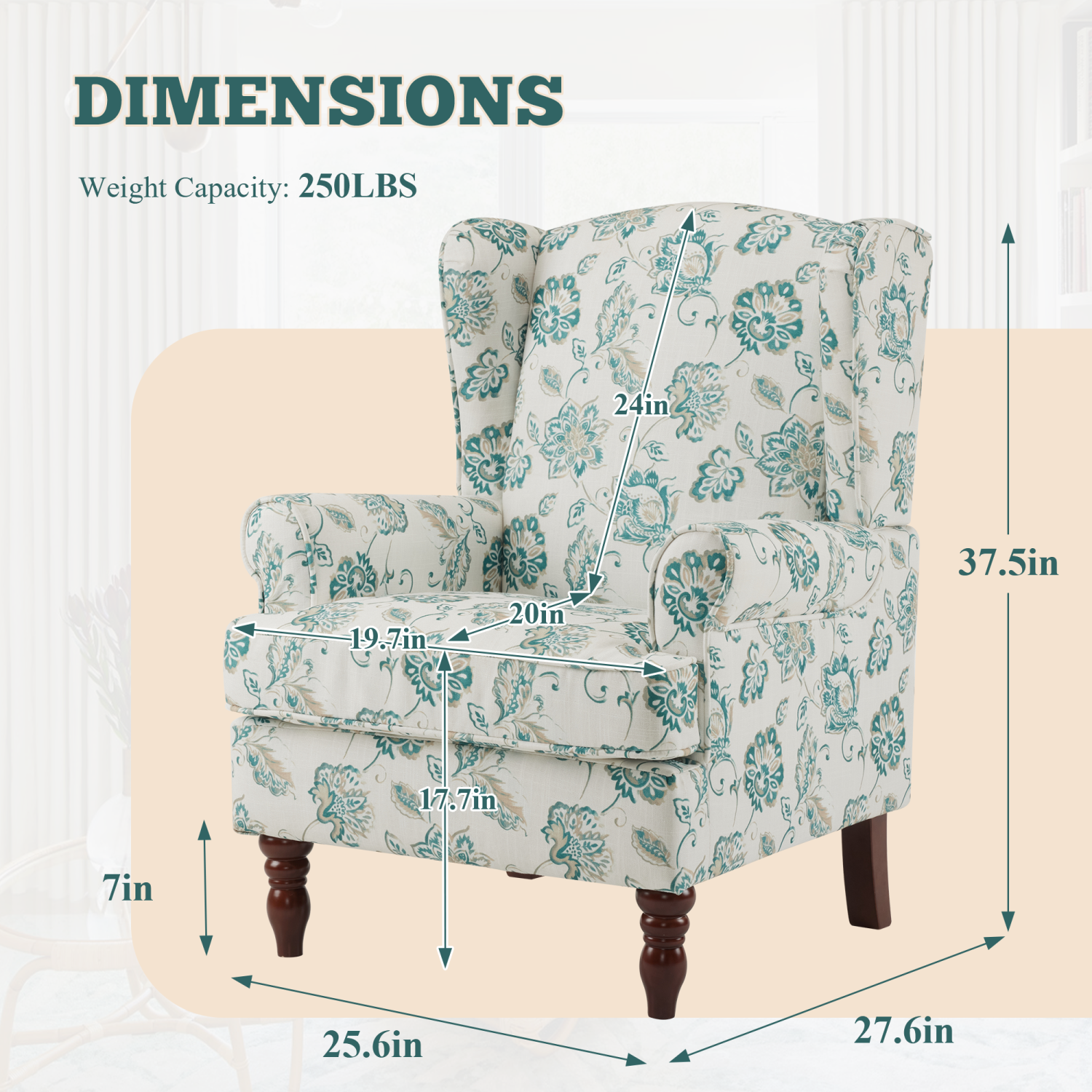 U-HOMY 37.5" H Modern Accent Chair, High Back Armchair, Upholstered Fabric Button Single Sofa with Wooden Legs for Living Room - Light Green