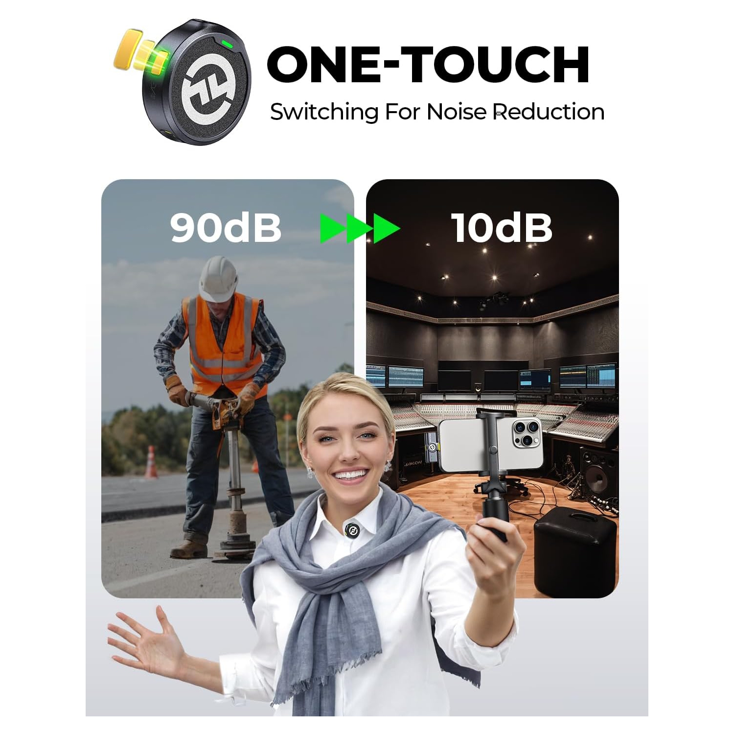 Hollyland Lark M2 Wireless Lavalier Microphone for iPhone/Android/Camera/PC with Lightning/USB-C/Plug, 48KHz 24Bit 1000ft Range, Noise Cancellation,