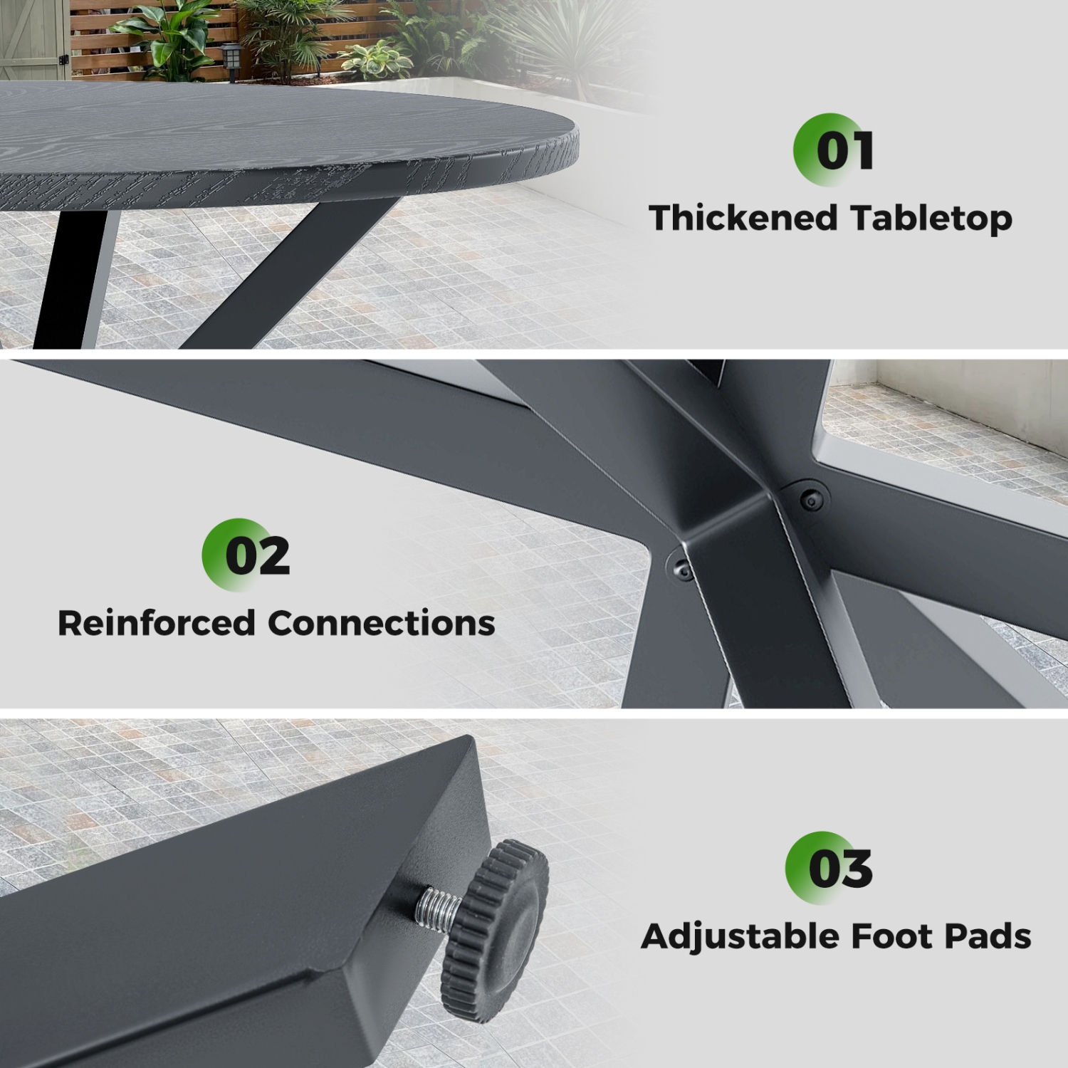 Gymax 34 Inch Round Patio Bistro Table w/ Wood-Like Top & X-Shaped Legsfor Outside