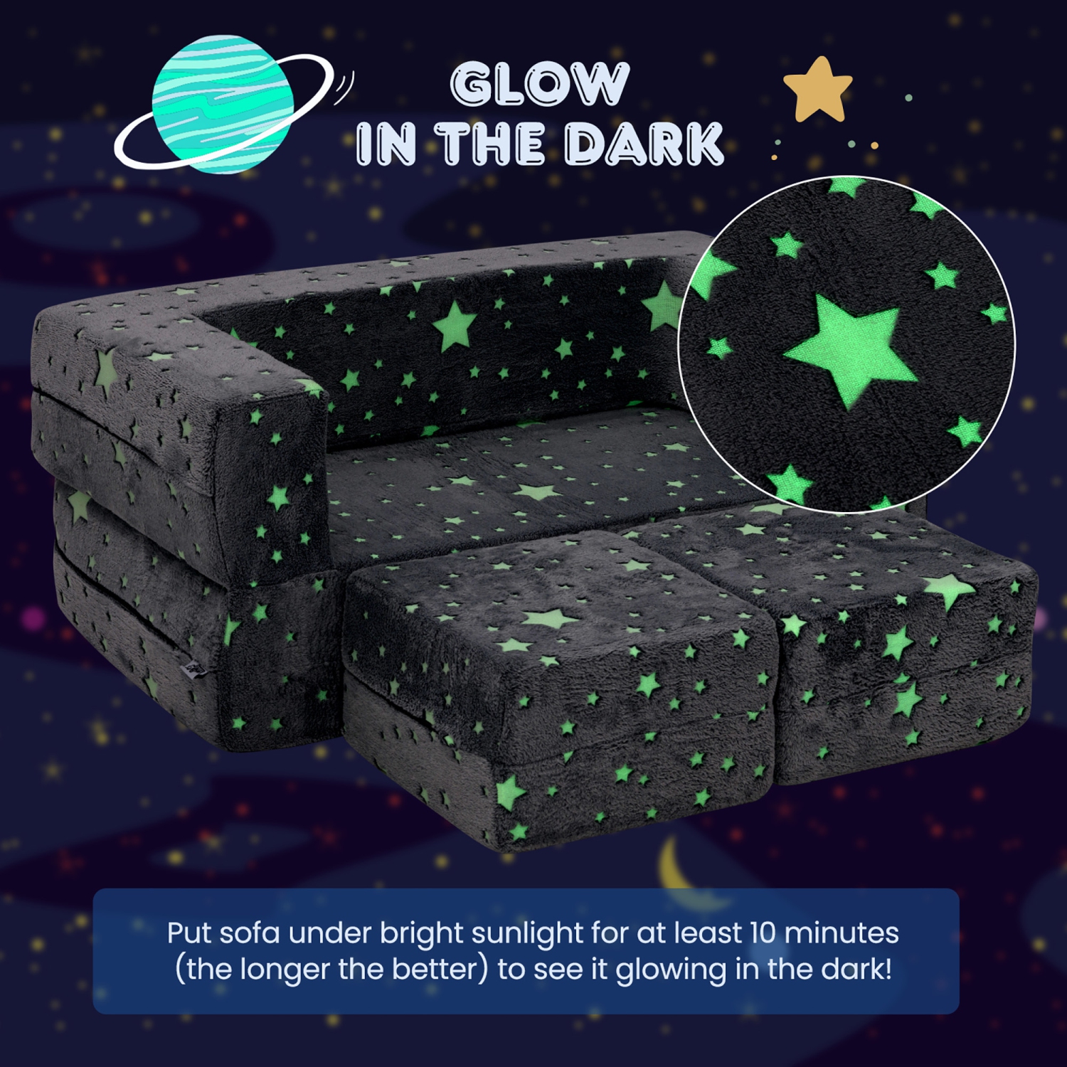 Gymax 3-in-1 Baby Fold out Sofa w/ Removable & Machine Washable Flannel Cover