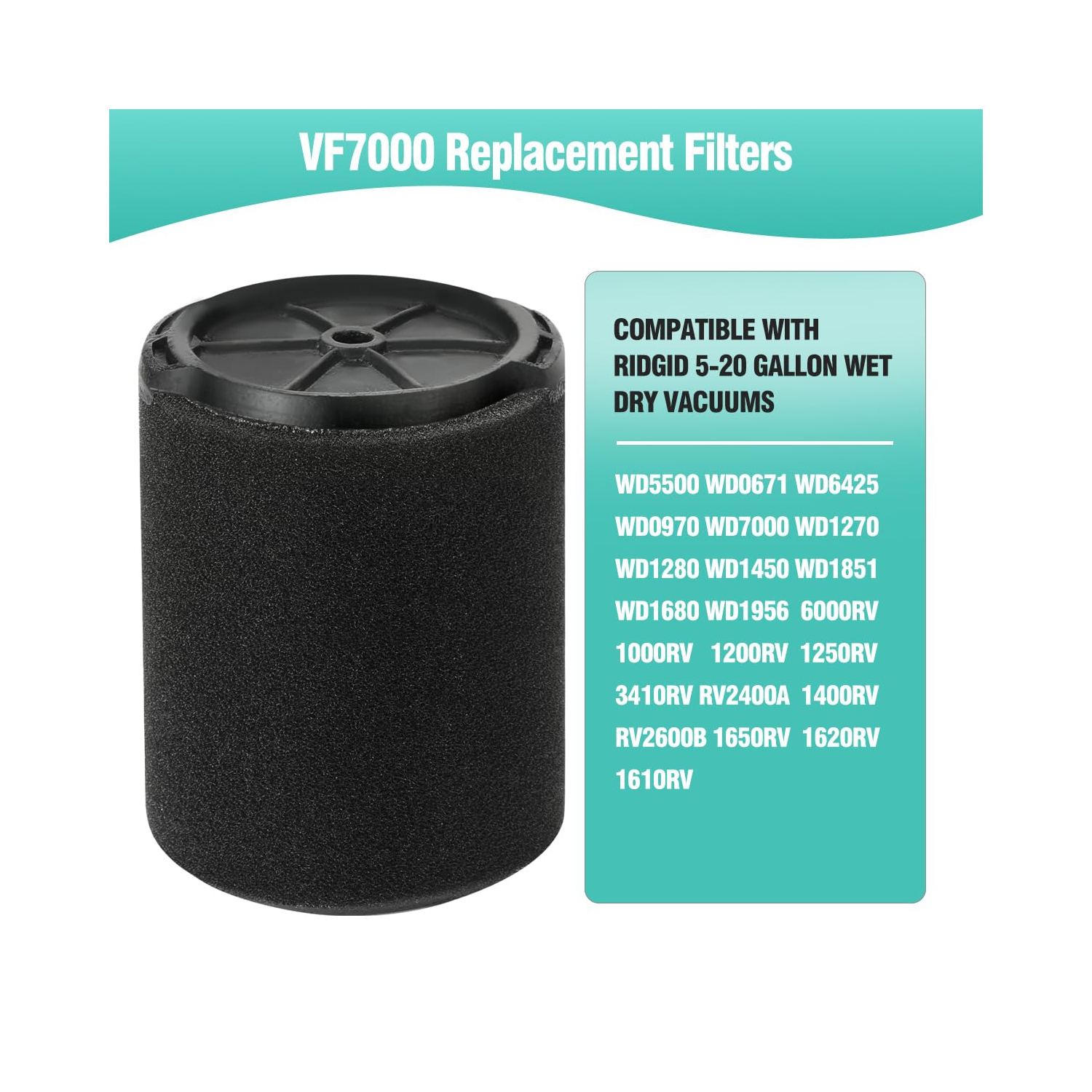 2-Pack Vacuum Cleaner Filter Replacement for Ridgid VF7000 Vacuum Cleaners