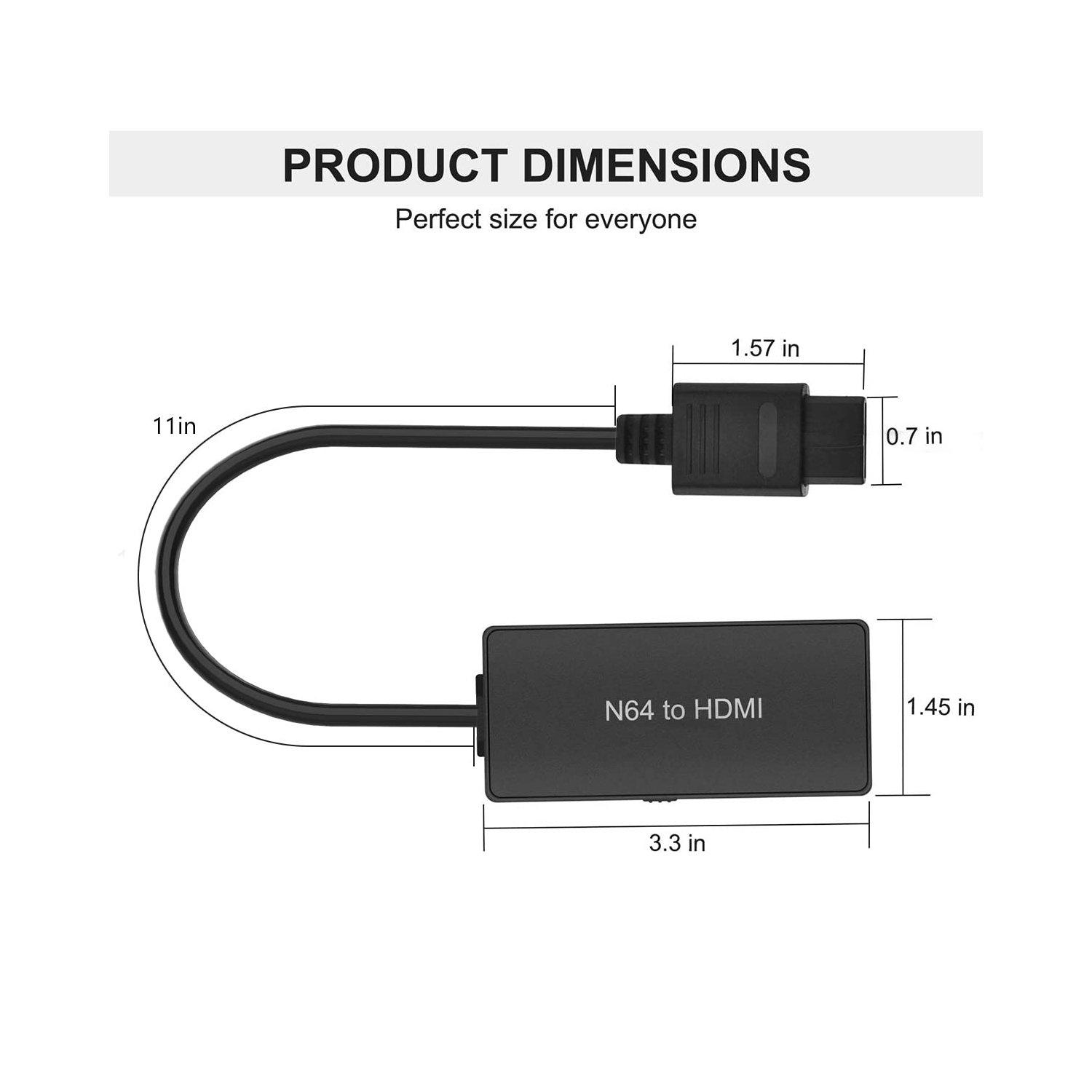 Adaptateur convertisseur N64 à HDMI, prise en charge de la conversion 16:9/4:3, câble HDMI adapté pour N64/SNES/NGC/SFC