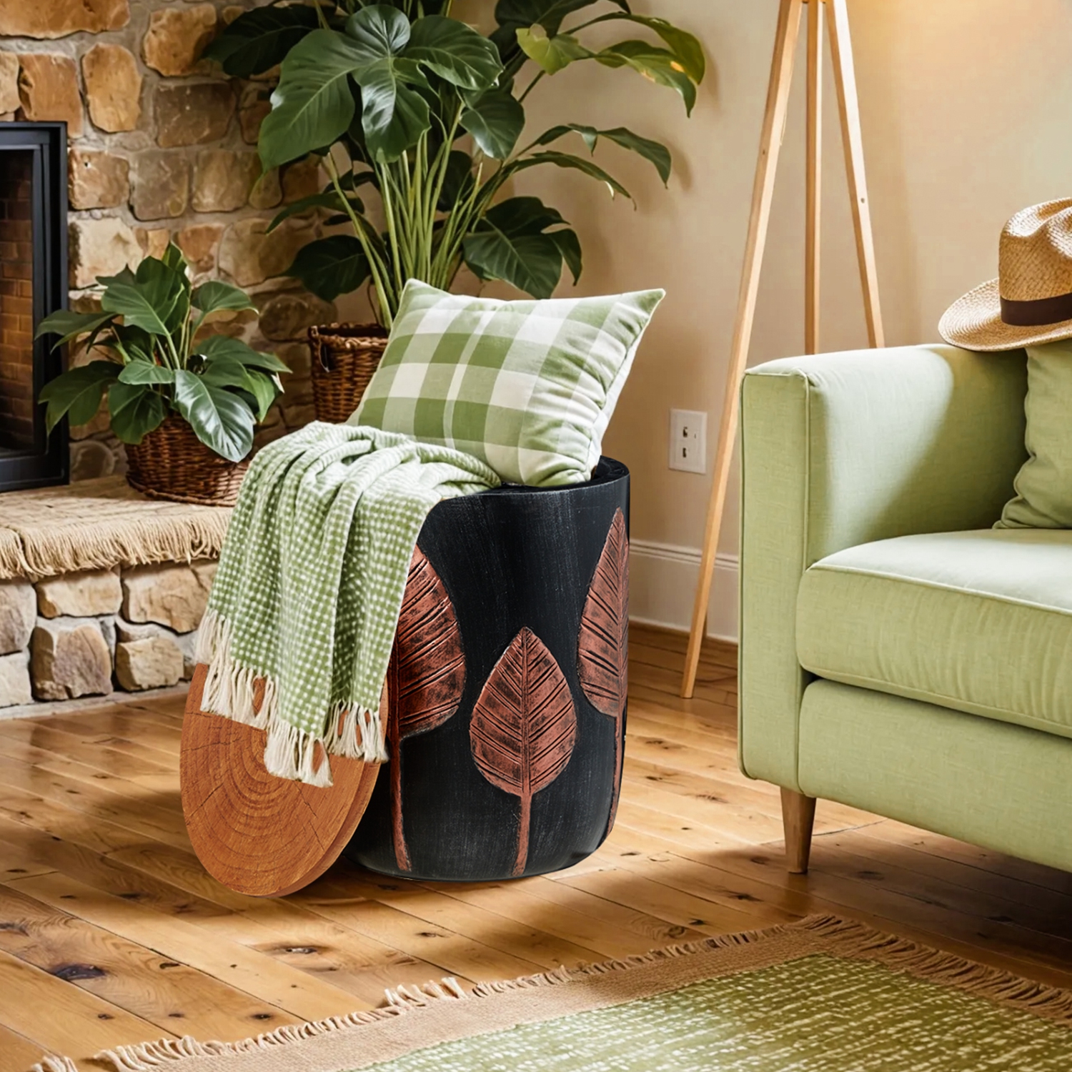 Table d'appoint extérieure U-HOMY 18,5 po haut. Avec rangement, table d'appoint ronde pour usage intérieur et extérieur, table d'appoint