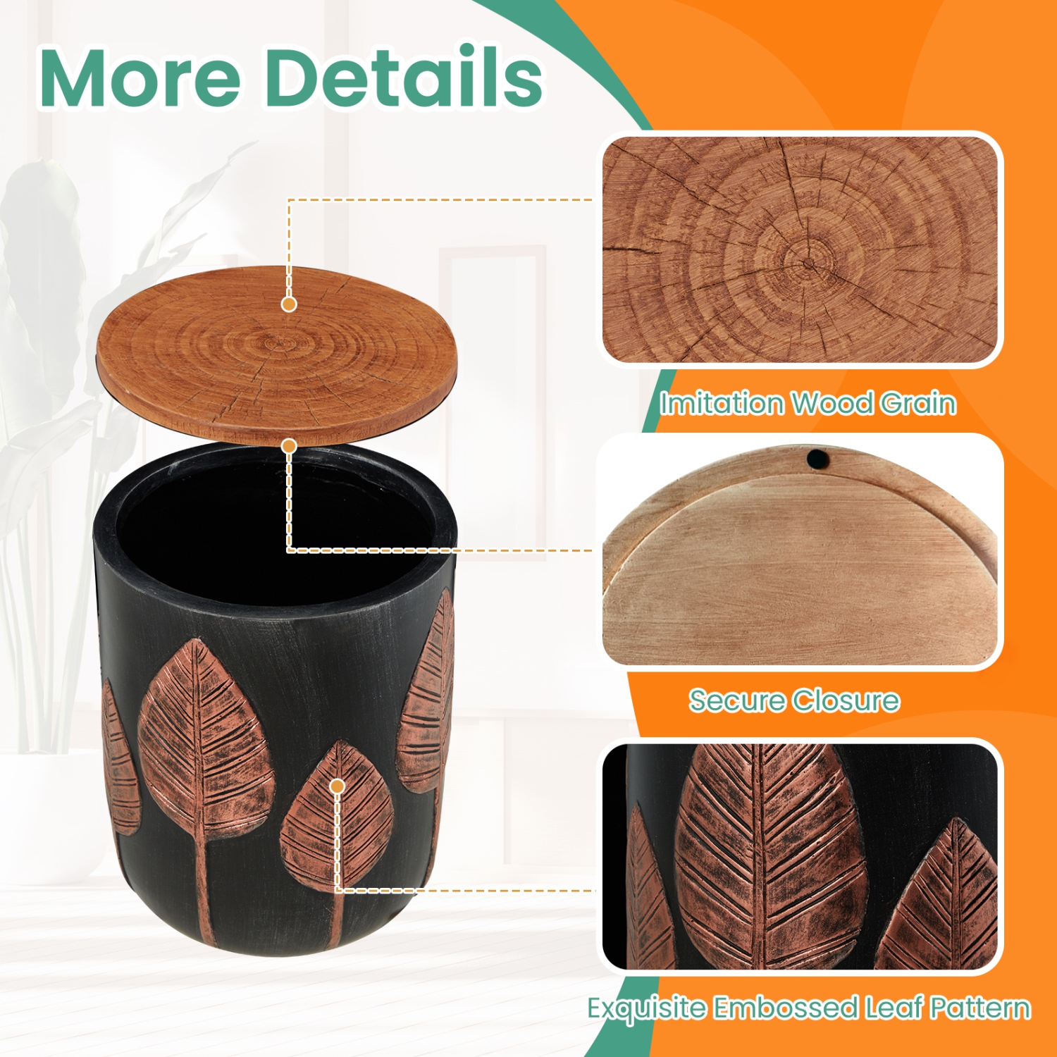 Table d'appoint extérieure U-HOMY 18,5 po haut. Avec rangement, table d'appoint ronde pour usage intérieur et extérieur, table d'appoint