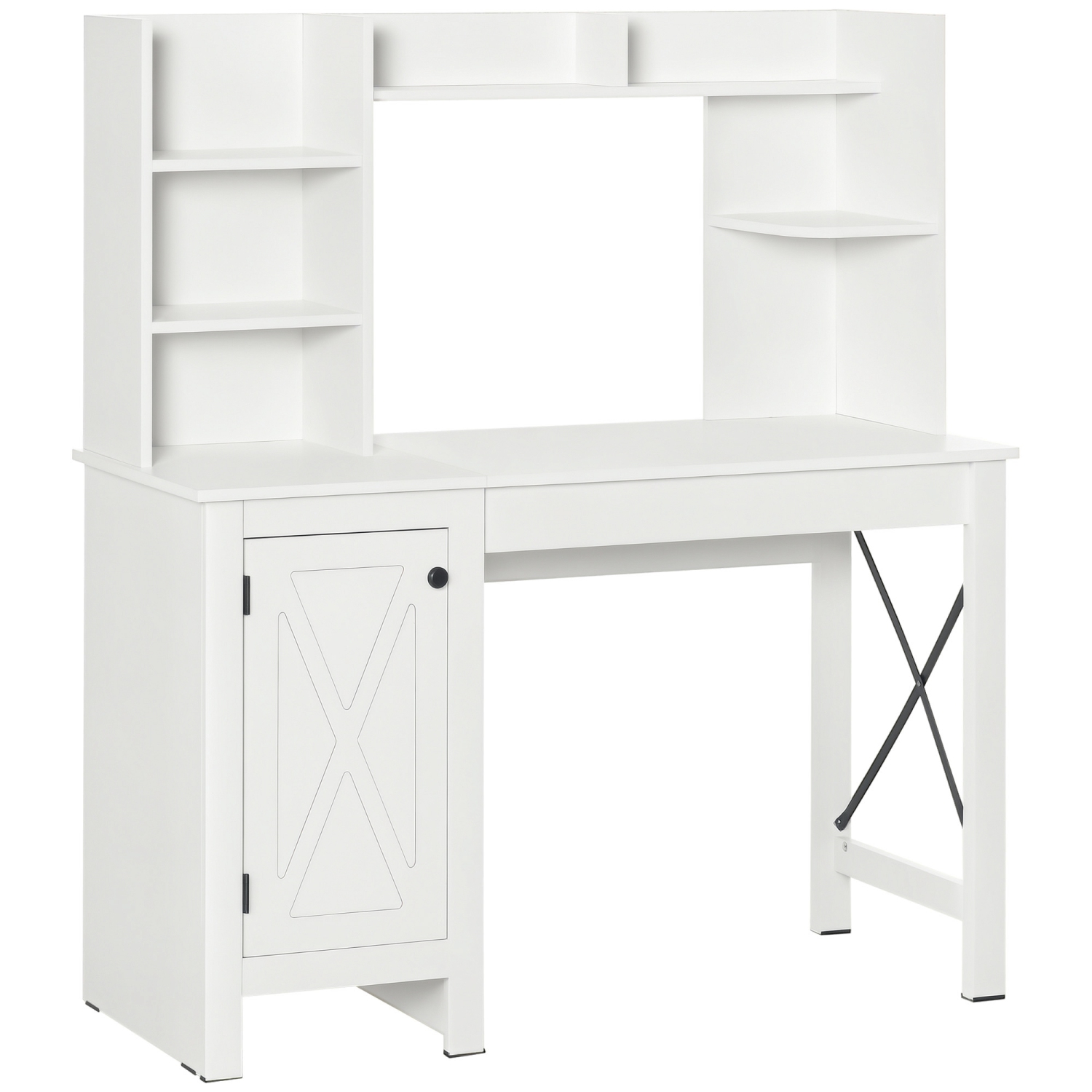 HOMCOM – Bureau d'ordinateur avec espace de rangement, bureau à domicile de 47&nbsp;po avec tablettes ouvertes et armoire à 2 niveaux, table d'étude