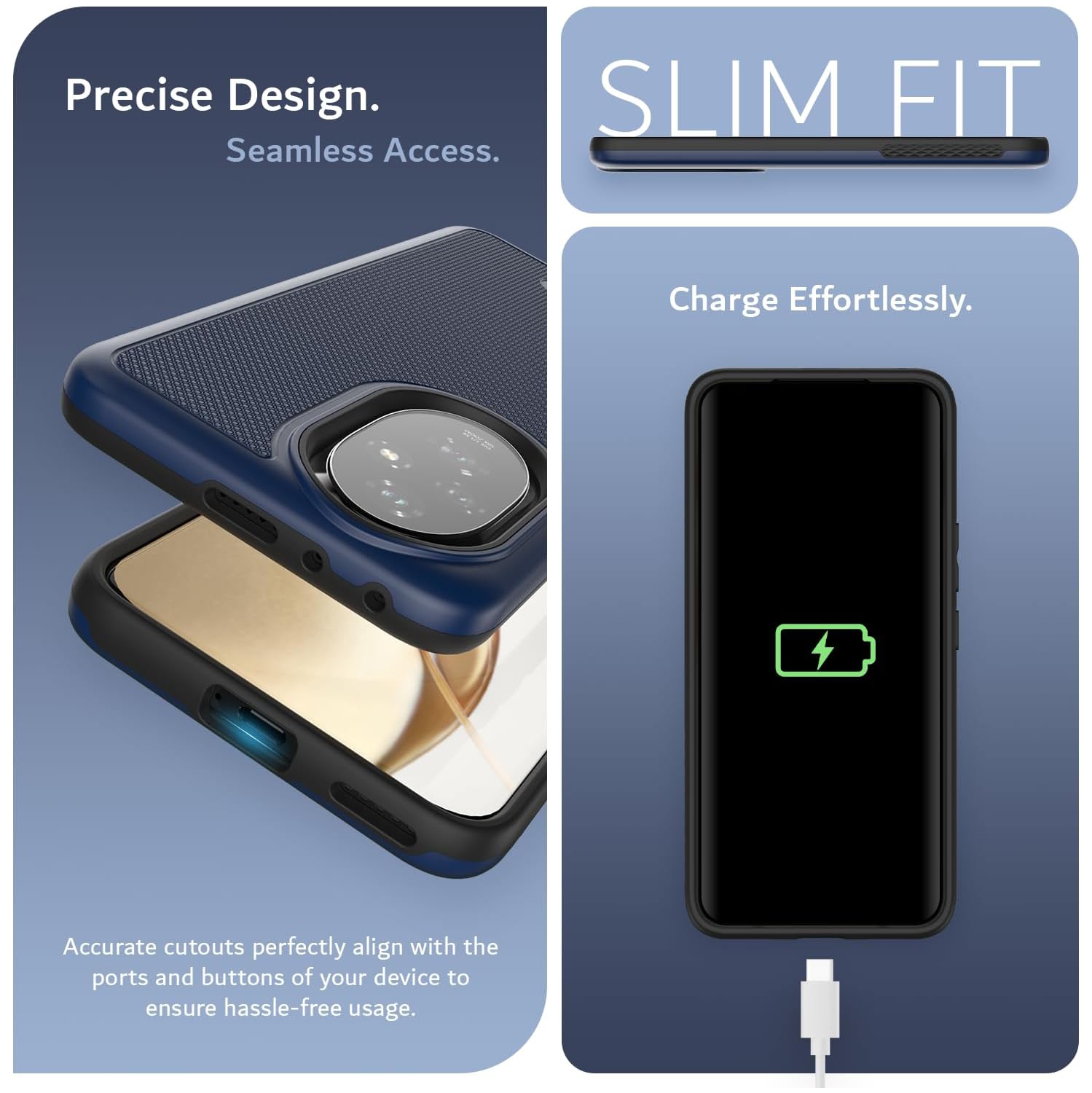 TUDIA MergeGrip for Honor 200 Case 5G Military Grade Cover - Indigo Blue