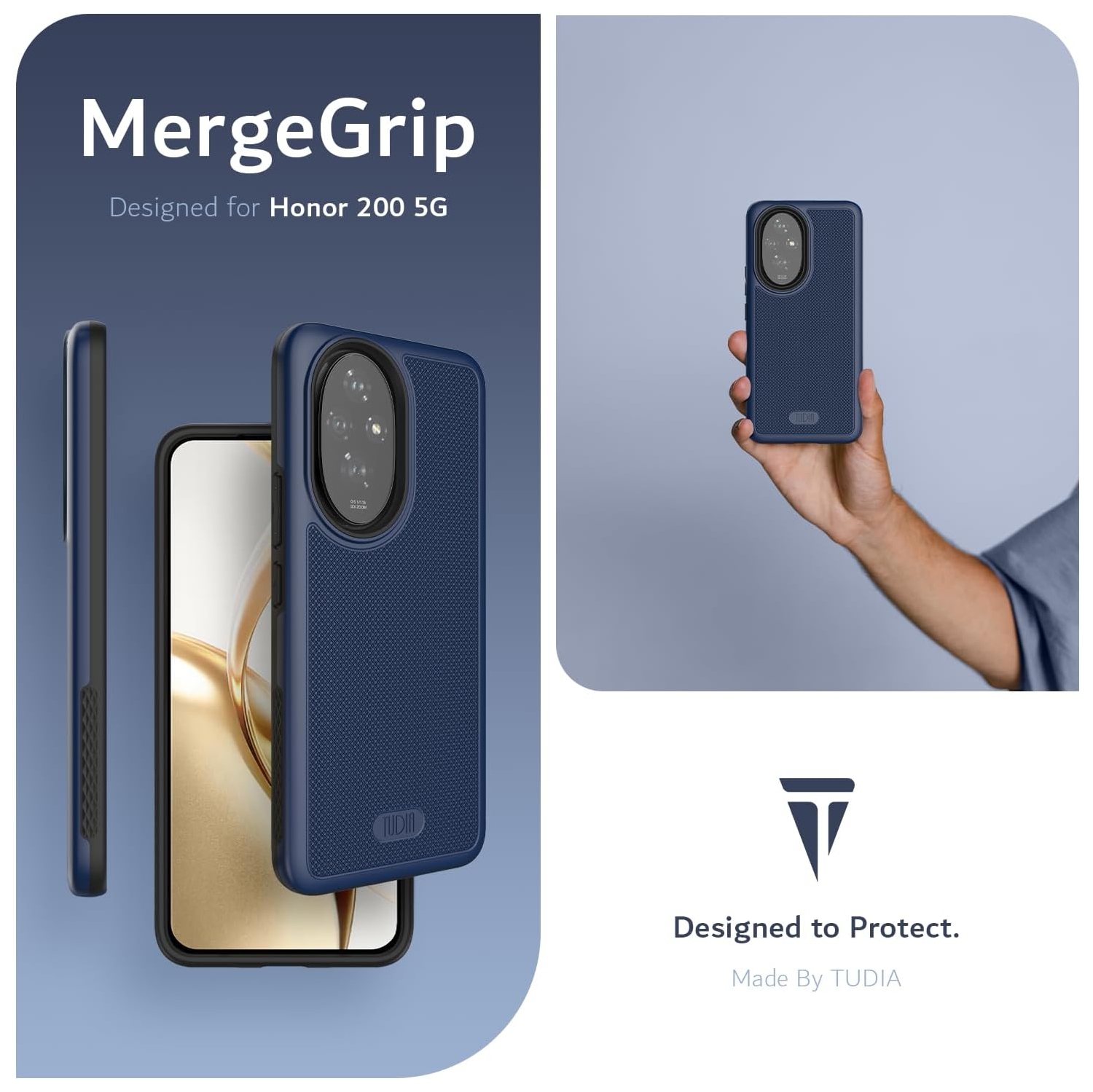 TUDIA MergeGrip for Honor 200 Case 5G Military Grade Cover - Indigo Blue