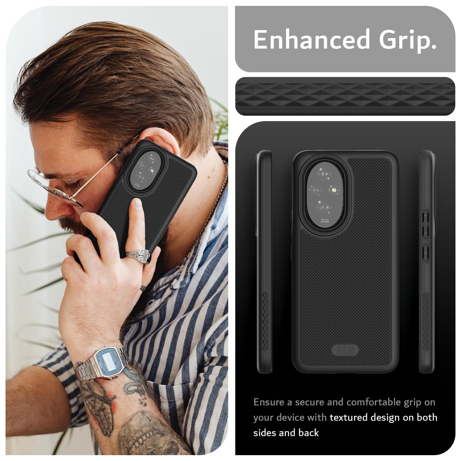 TUDIA MergeGrip for Honor 200 Case 5G Military Grade Cover - Matte Black