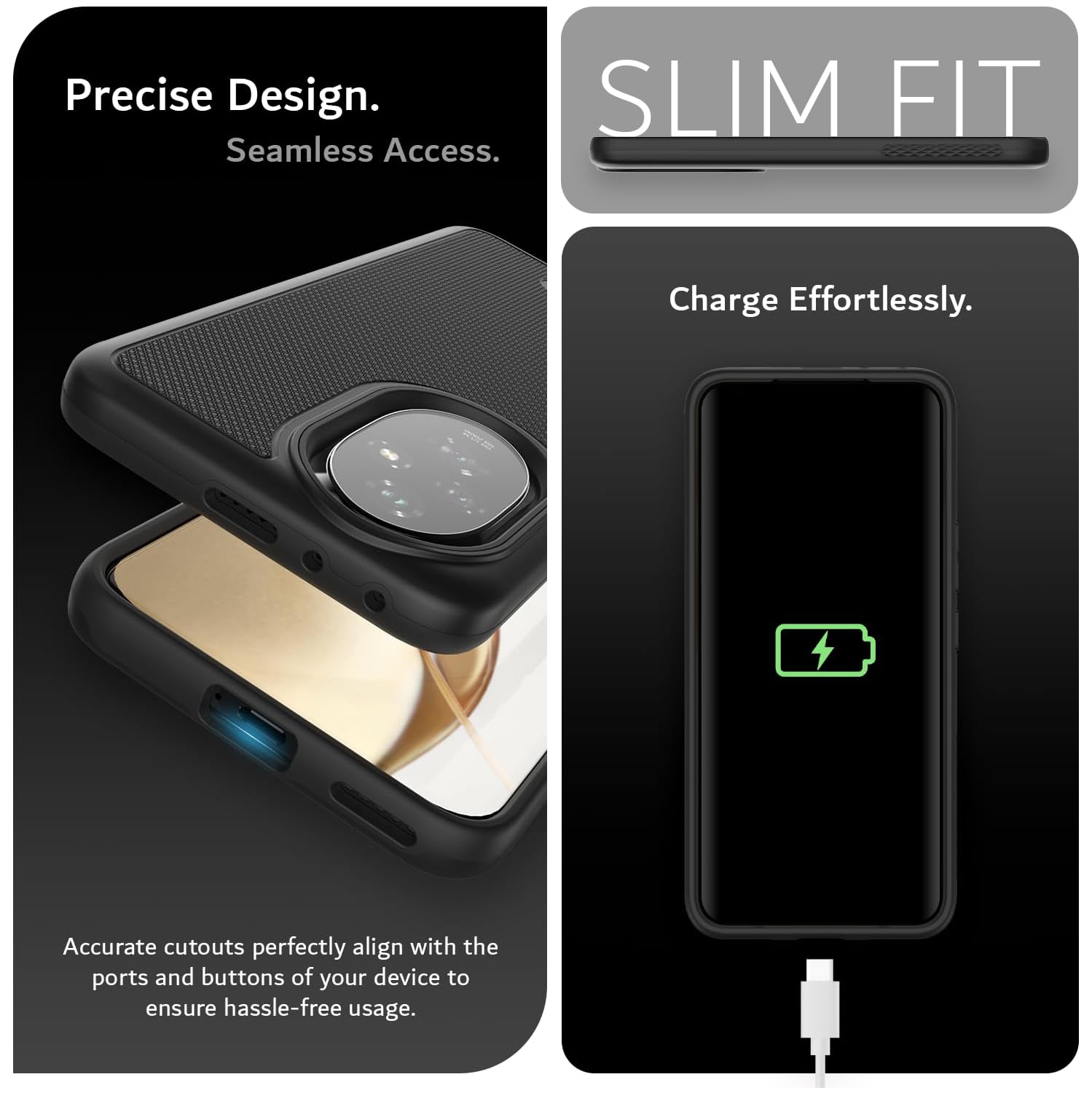 TUDIA MergeGrip for Honor 200 Case 5G Military Grade Cover - Matte Black