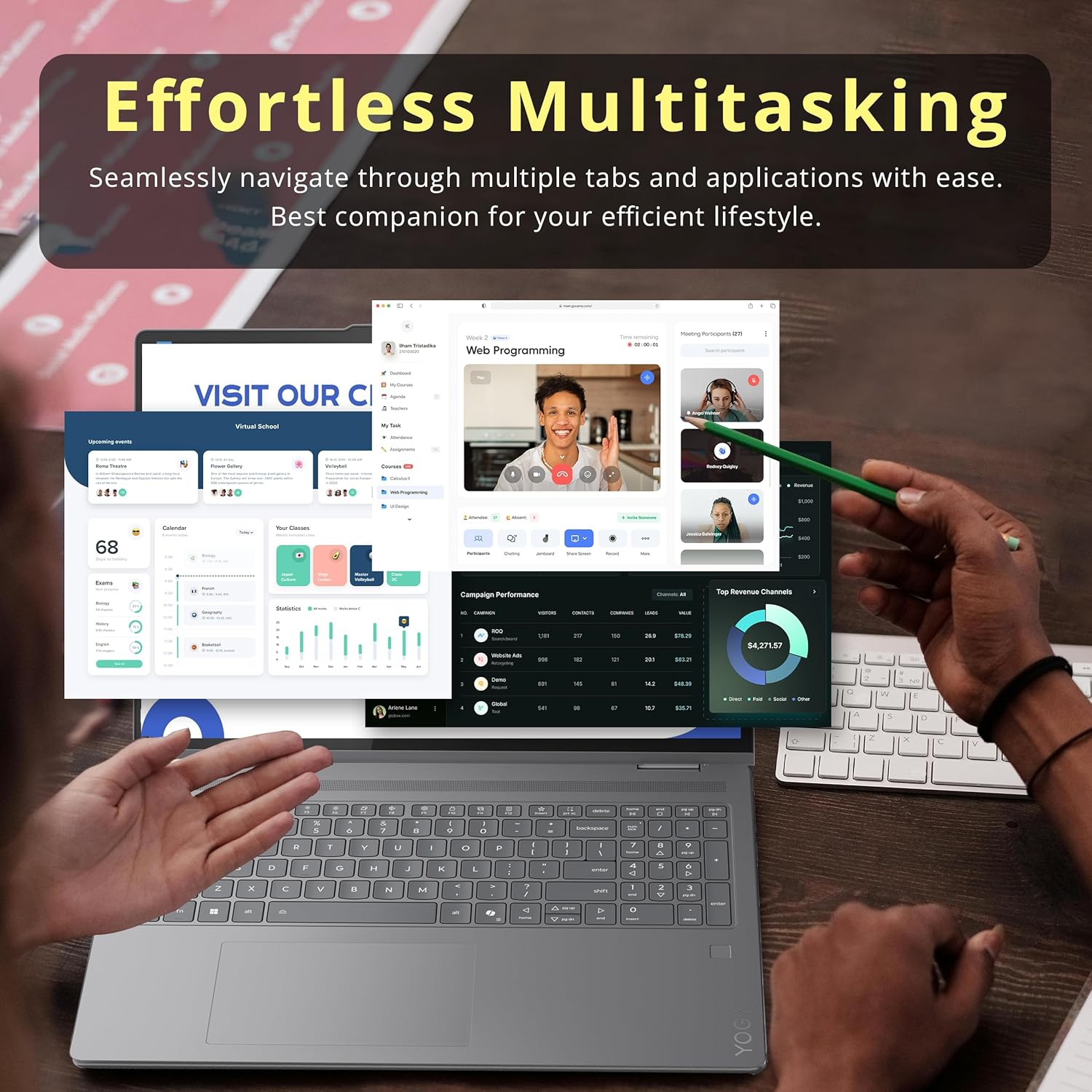 Lenovo Yoga 7i 2-in-1 16" 2K Touchscreen Laptop, Intel Ultra 5 226V,1TB Storage, 16GB LPDDR5X,Intel Arc Graphics,Backlit Keyboard,Win 11 Pro,Gray