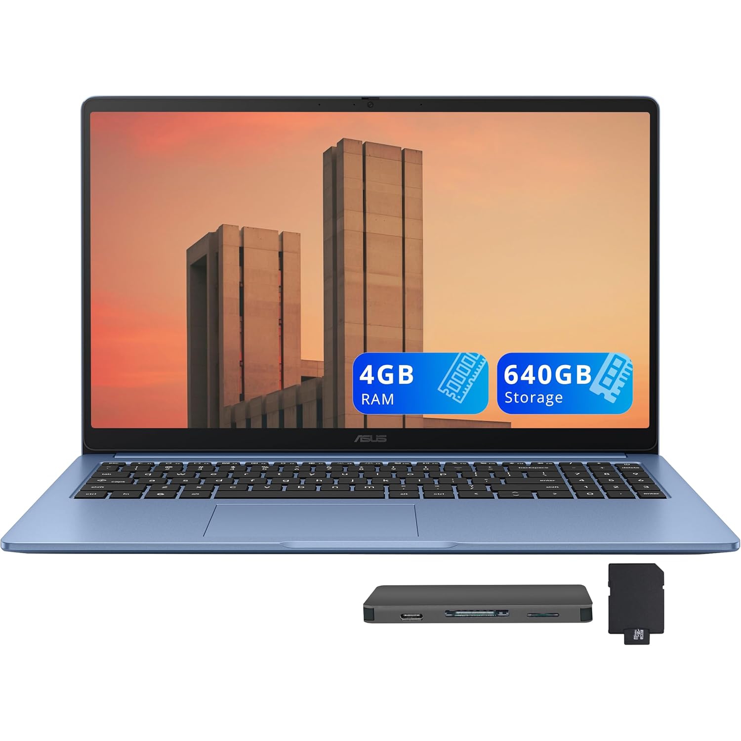 ASUS Chromebook CX15 15.6" FHD Laptop, Intel Celeron N4500,640GB Storage, 4GB LPDDR4X,Intel UHD Graphics, Num Pad, Chrome OS, Blue