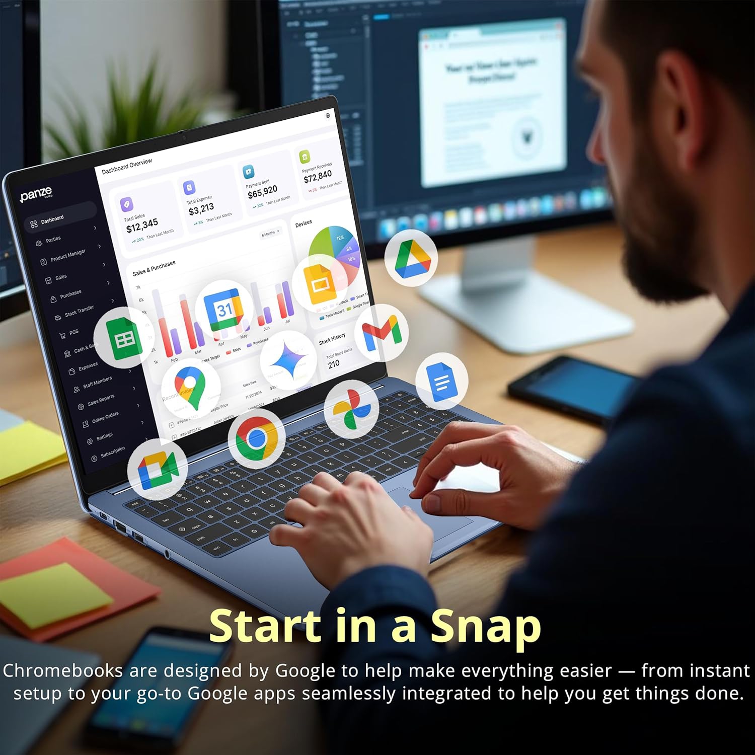 ASUS Chromebook CX15 15.6" FHD Laptop, Intel Celeron N4500,640GB Storage, 4GB LPDDR4X,Intel UHD Graphics, Num Pad, Chrome OS, Blue