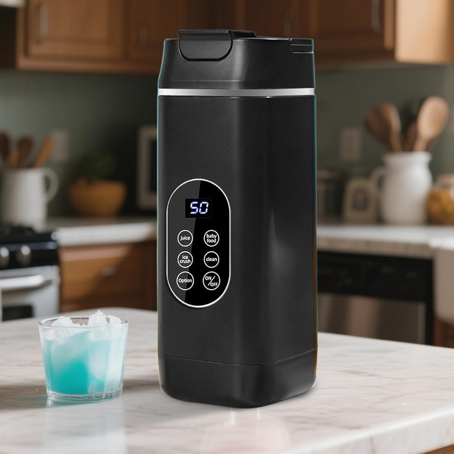 Juicing Cup, Cordless Portable Blender, Rechargeable Portable Juicer with Shaved Ice, Suitable for Home Kitchen, Outdoor, and Travel Use - Black