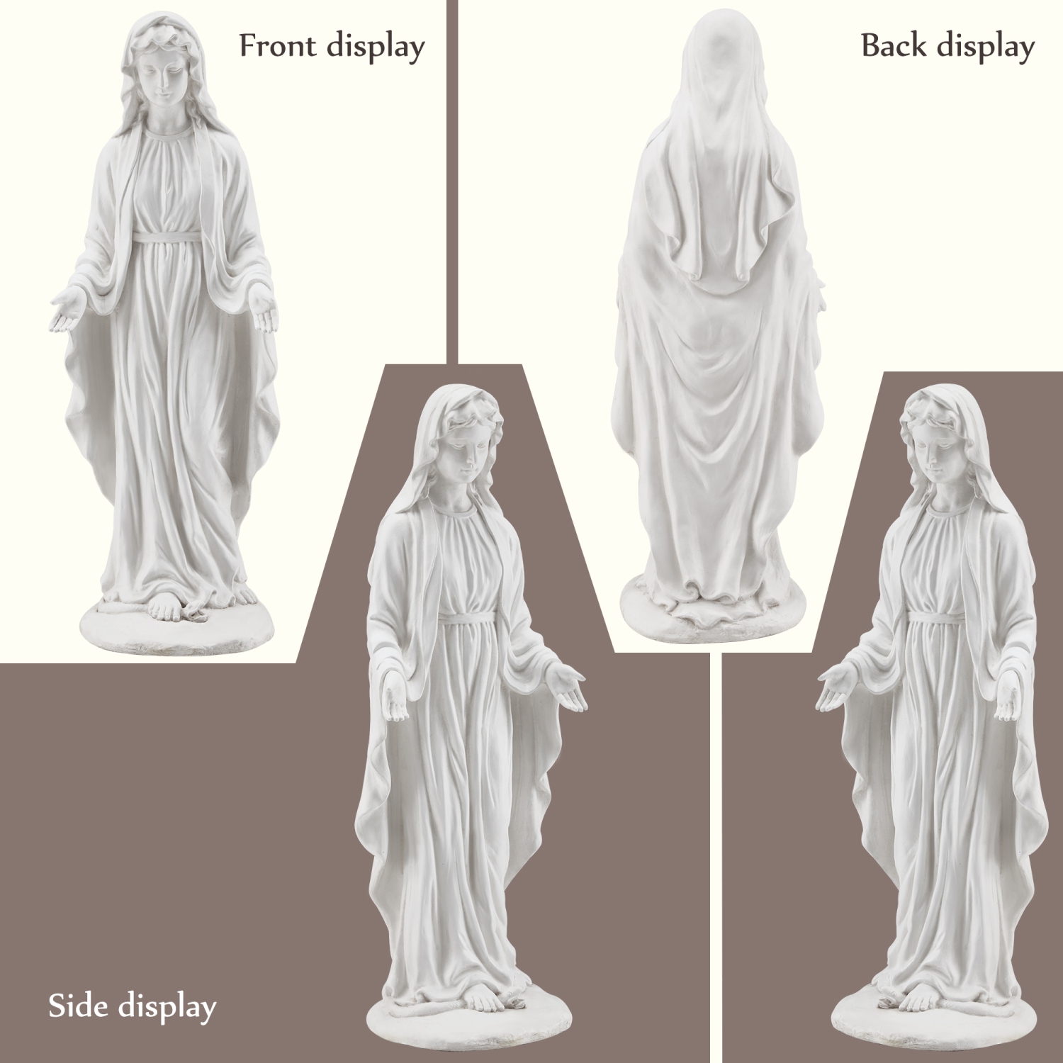 EROMMY 29.5"H Outdoor Religious Statue - Waterproof Garden Decor for Patio, Porch, and Courtyard - White