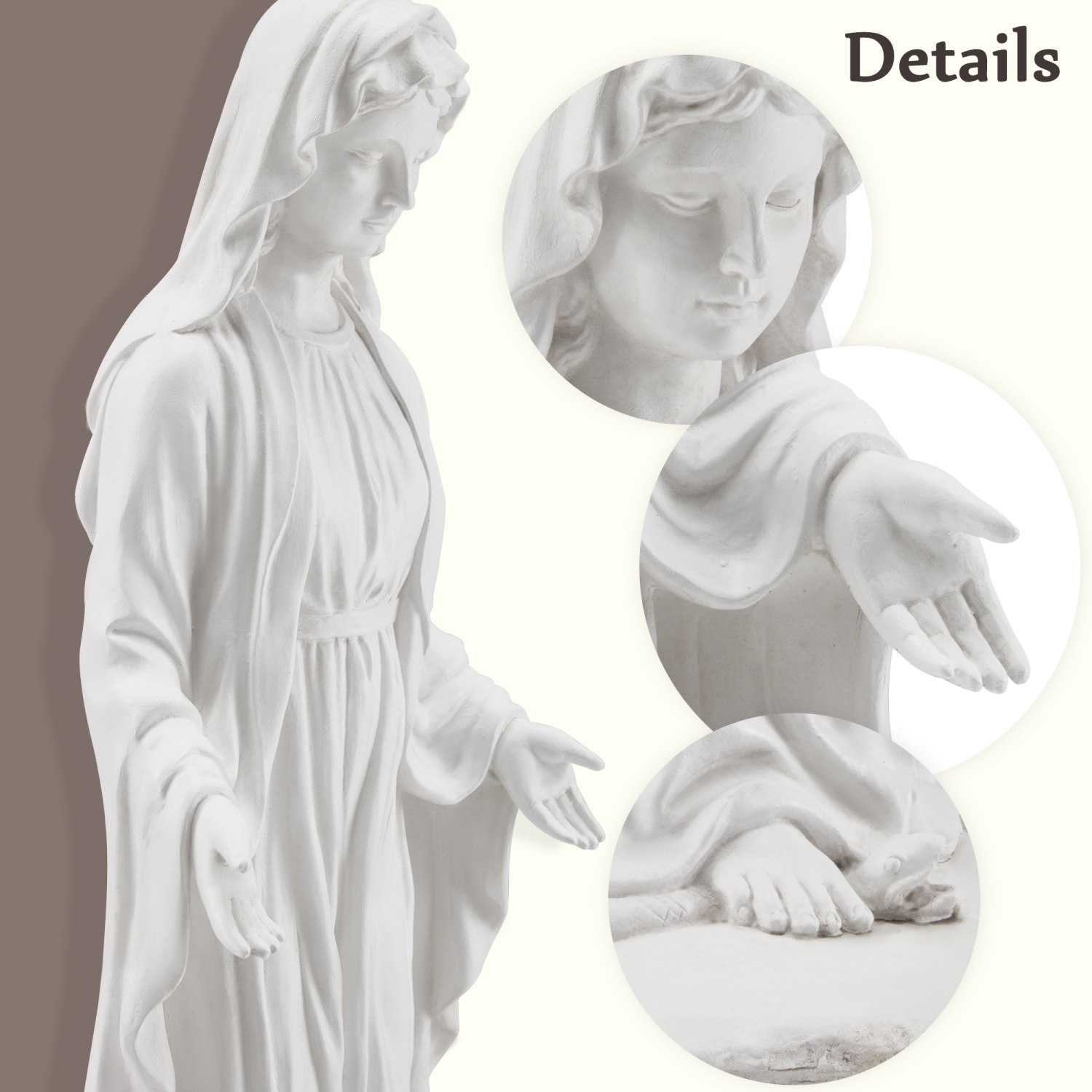 EROMMY 29.5"H Outdoor Religious Statue - Waterproof Garden Decor for Patio, Porch, and Courtyard - White