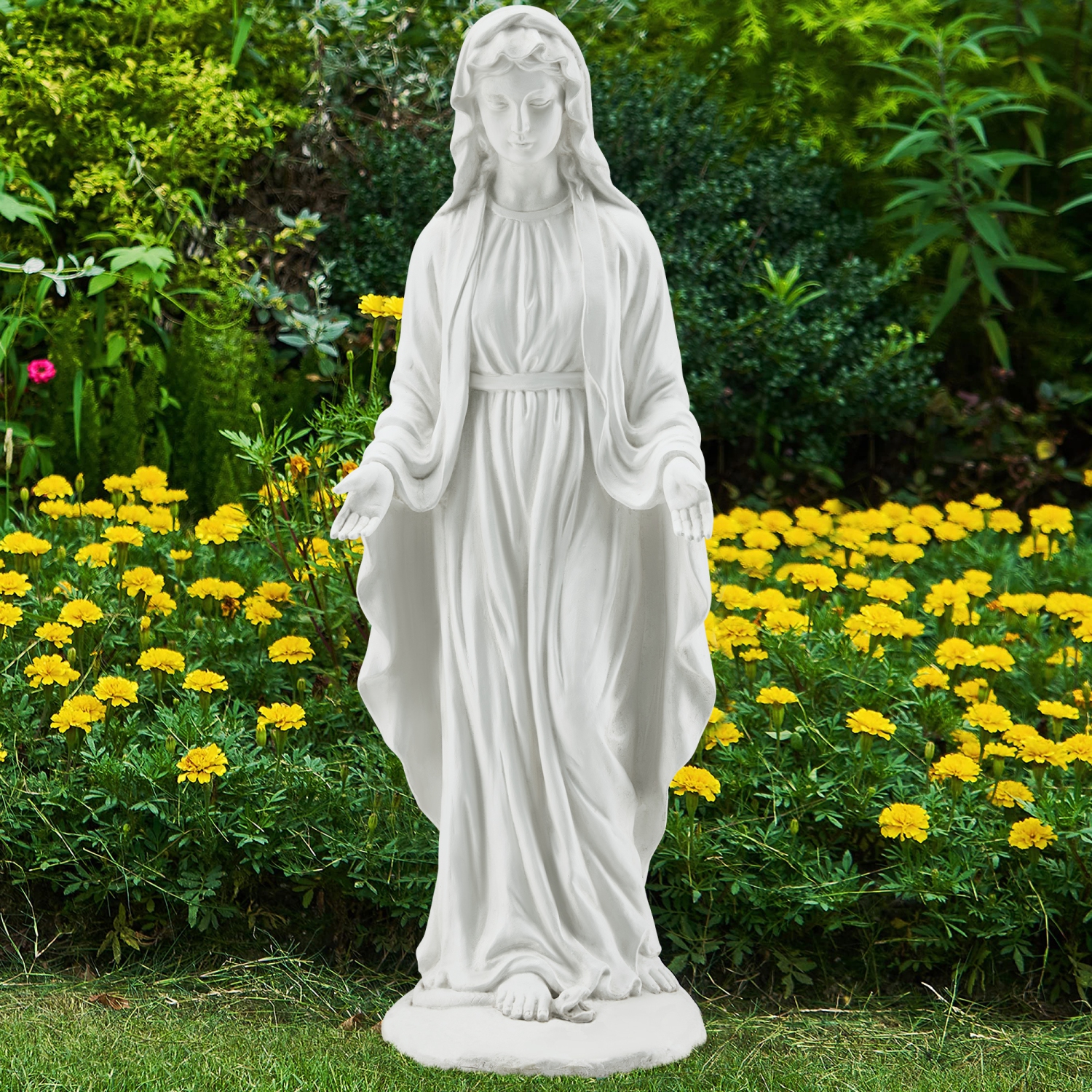 EROMMY 29.5"H Outdoor Religious Statue - Waterproof Garden Decor for Patio, Porch, and Courtyard - White