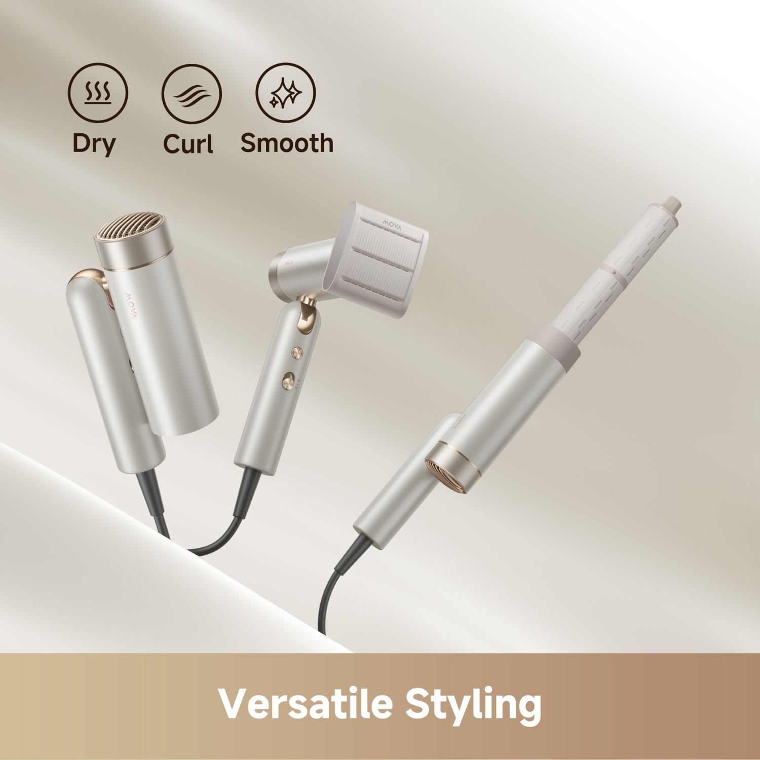 MoVA Flip 10 Sèche-cheveux haute vitesse, Puissance éolienne 1600 W, Poids léger, Température&Contrôle de la vitesse du vent, Soins des cheveux