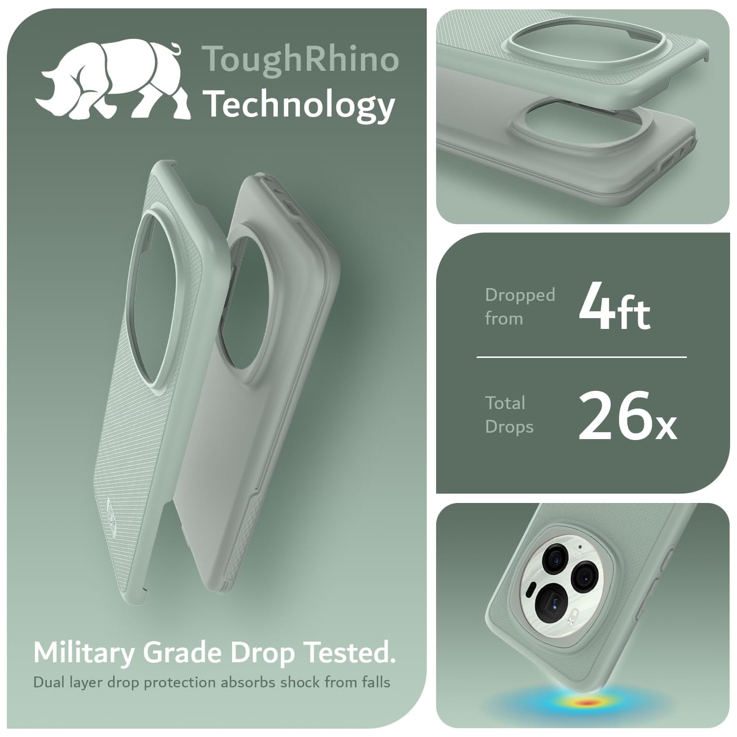 TUDIA MergeGrip for Honor Magic 6 Pro Case 5G 2024 Military Grade Cover - Green Lily