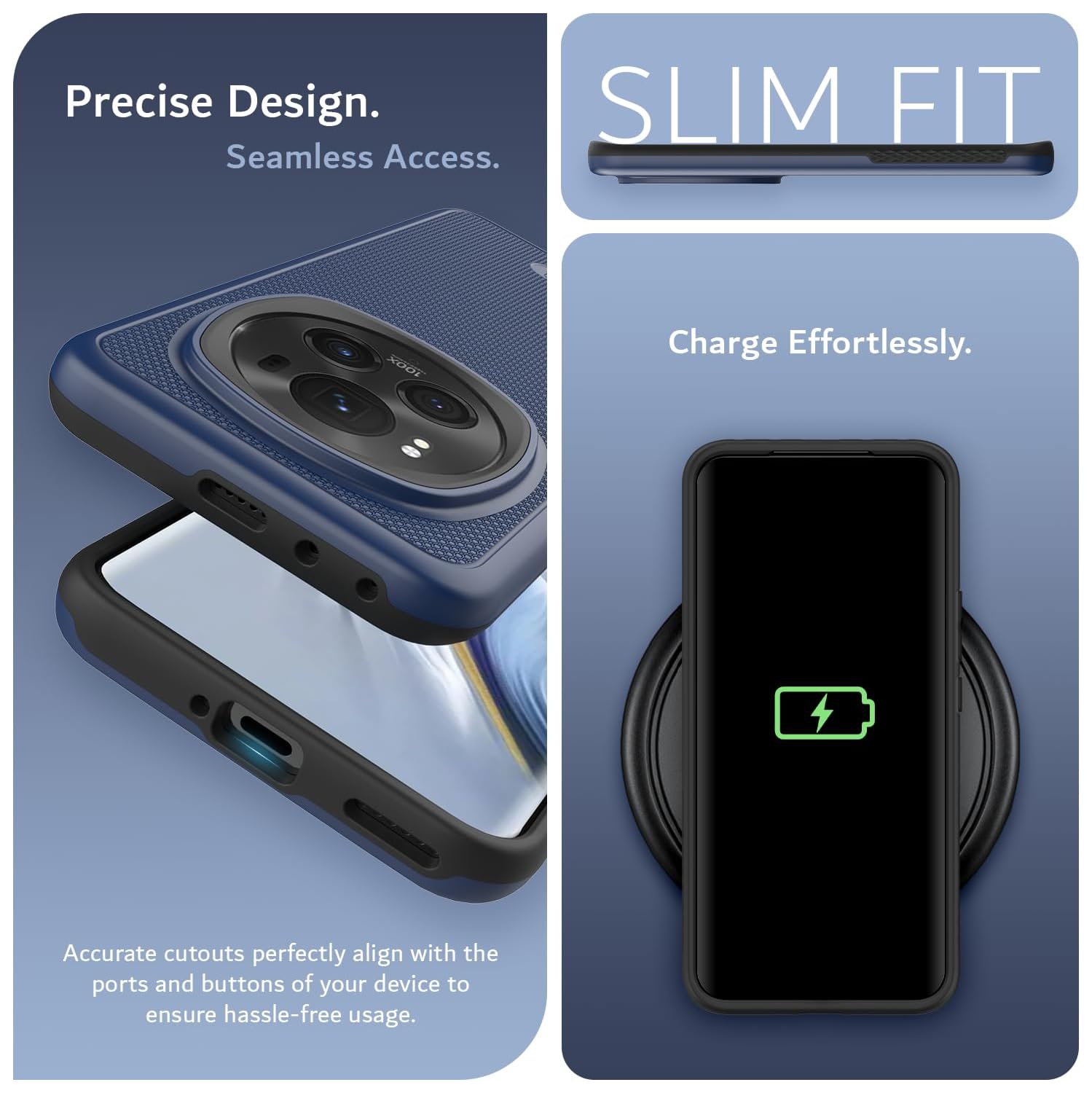 TUDIA MergeGrip for Honor Magic 6 Pro Case 5G 2024 Military Grade Cover - Indigo Blue