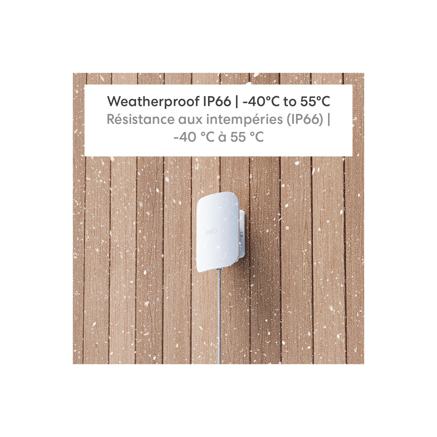 Routeur Wi-Fi maillé bibande extérieur 7 d'Eero, cote de résistance aux intempéries IP66, couverture jusqu'à 1390 m² extérieur, paquet de 1,